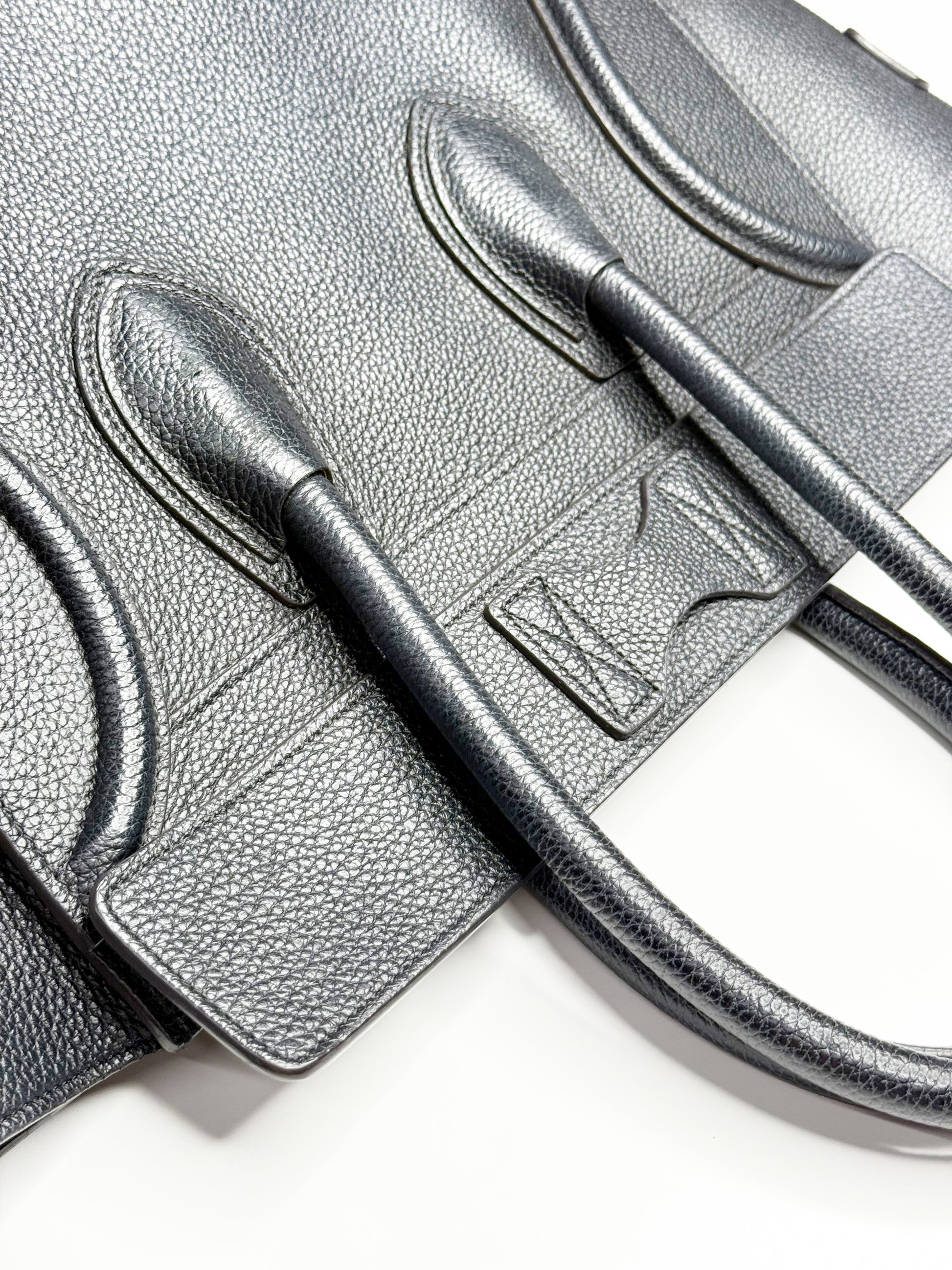 CÉLINE Mini Luggage Tote in Black Grained Calfskin (With Tags)