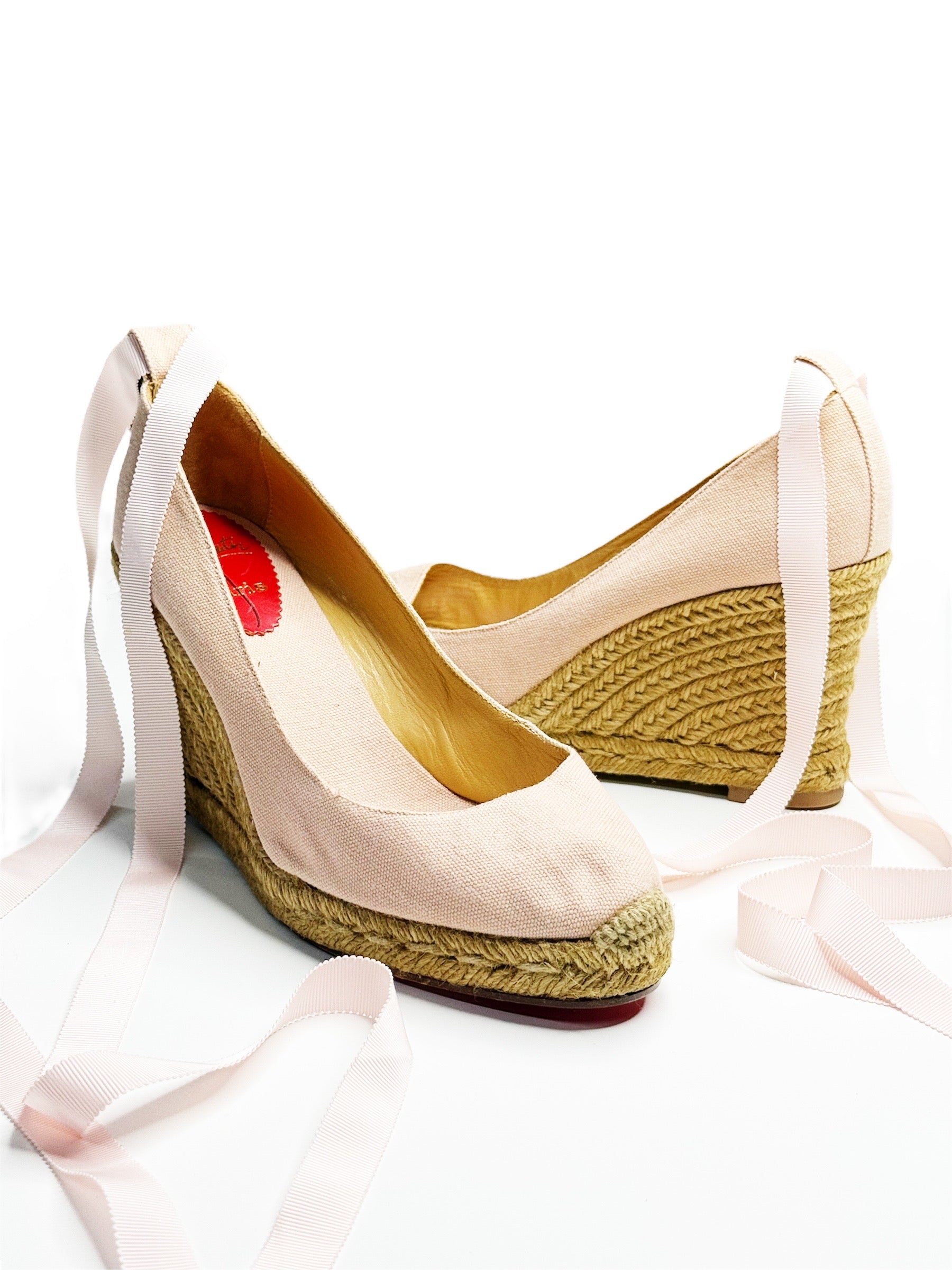 Christian Louboutin Espadrille Wedges with Ribbons