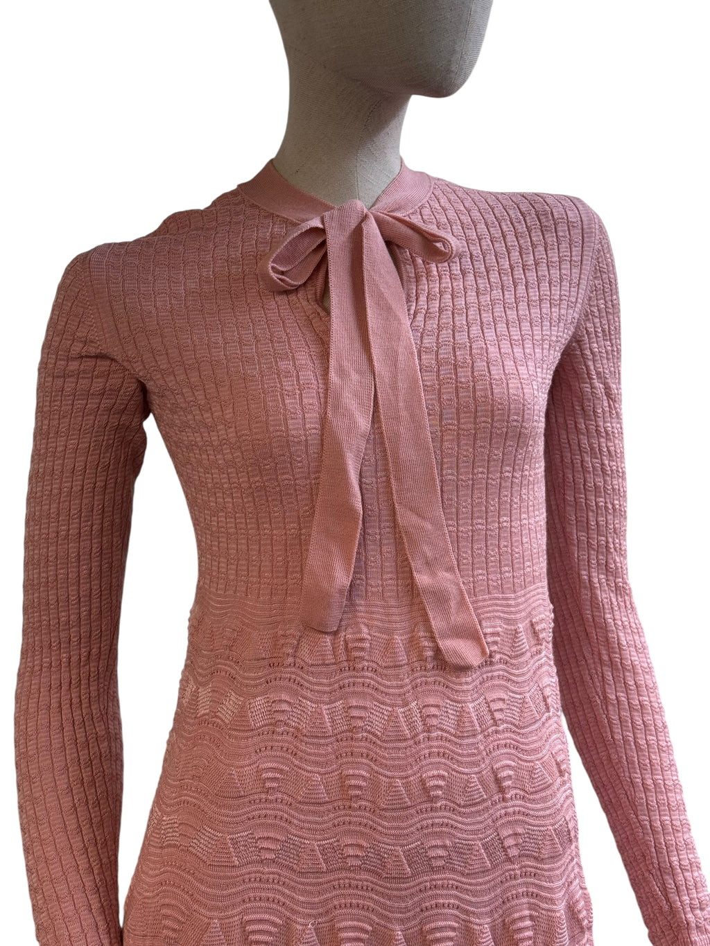 Missoni Pink Textured Knit Maxi Dress