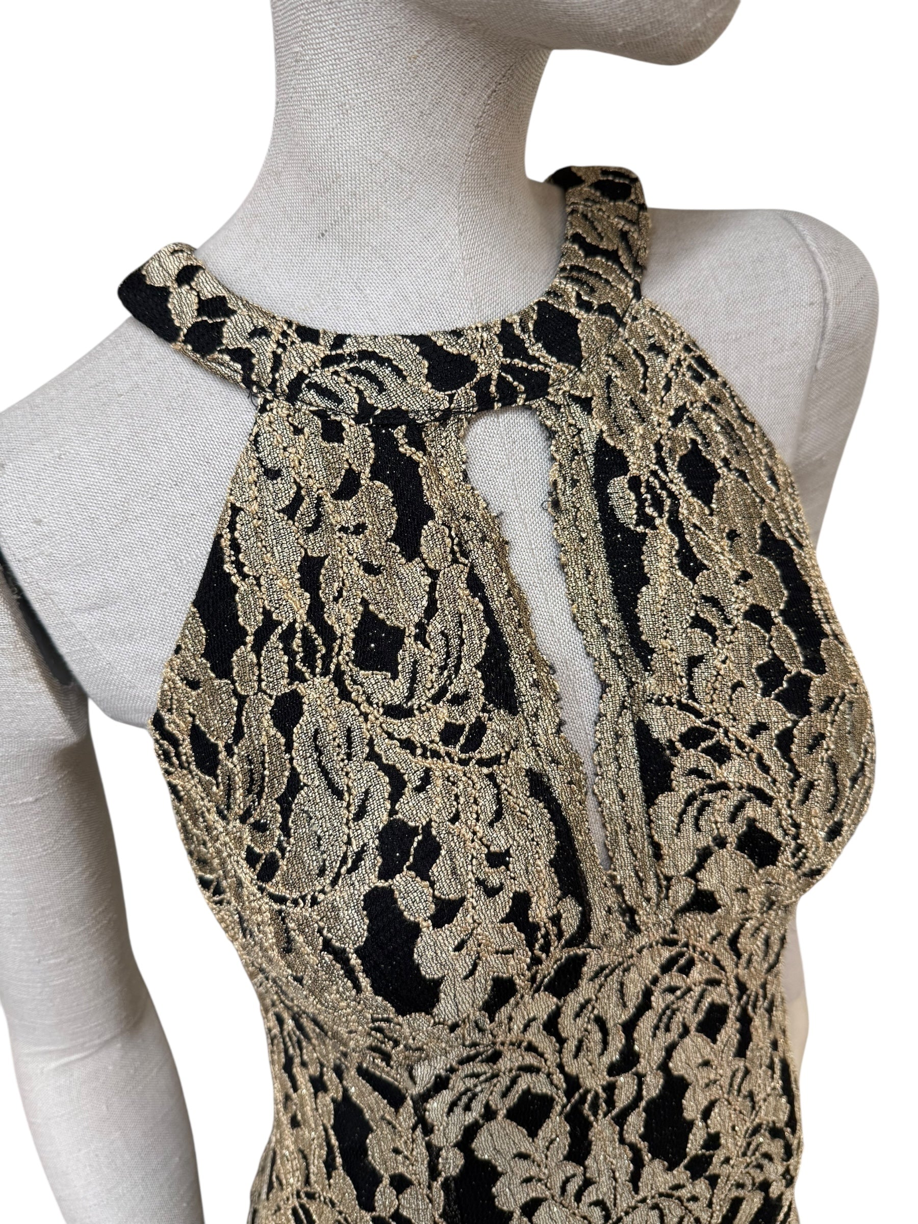 NW Nightway Gold Lace Evening Gown - EU 38