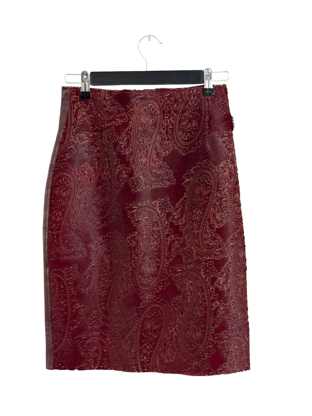 Mariette Burgundy Leather Skirt - EU 36