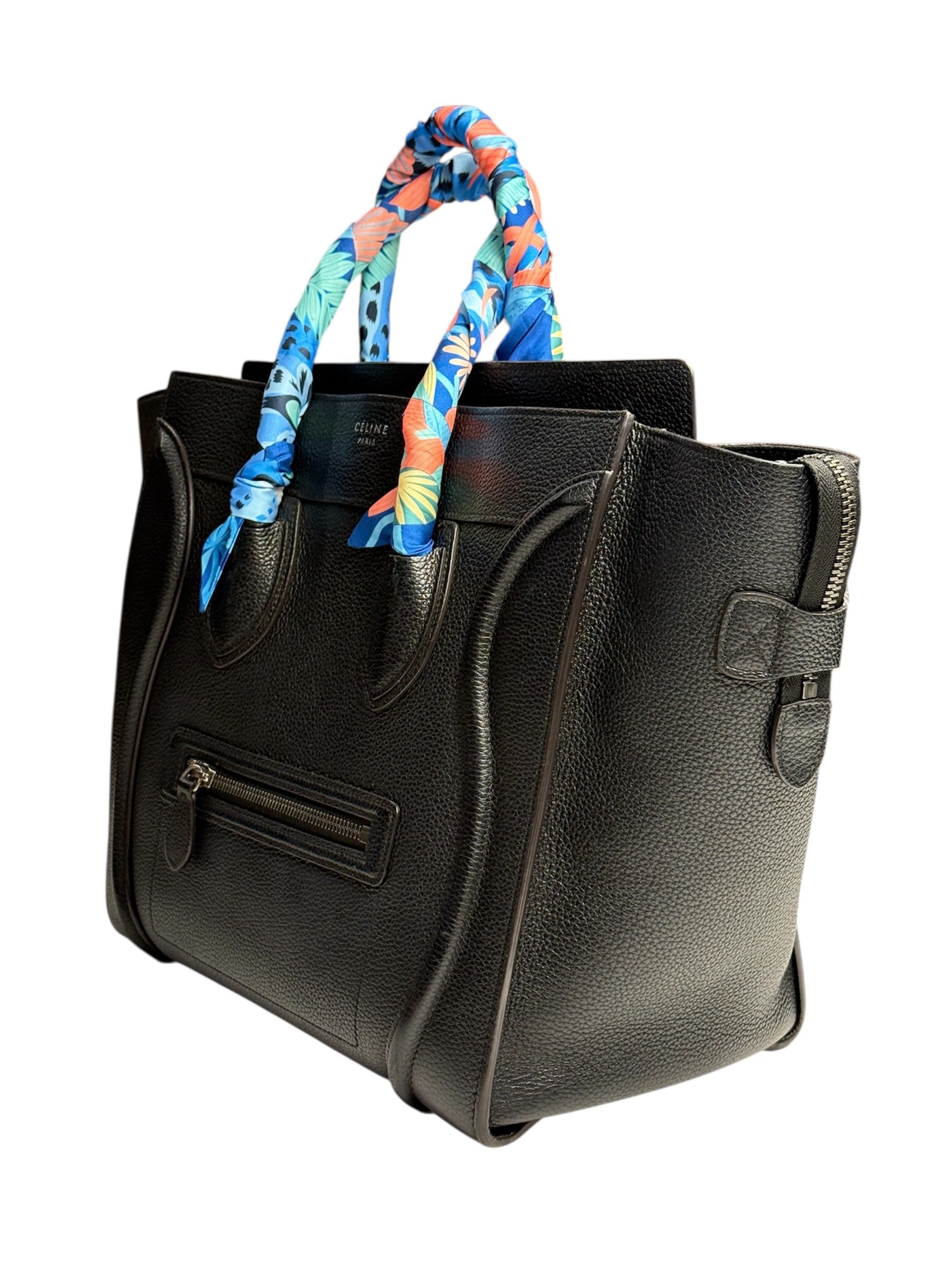 CÉLINE Mini Luggage Tote in Black Grained Calfskin (With Tags)
