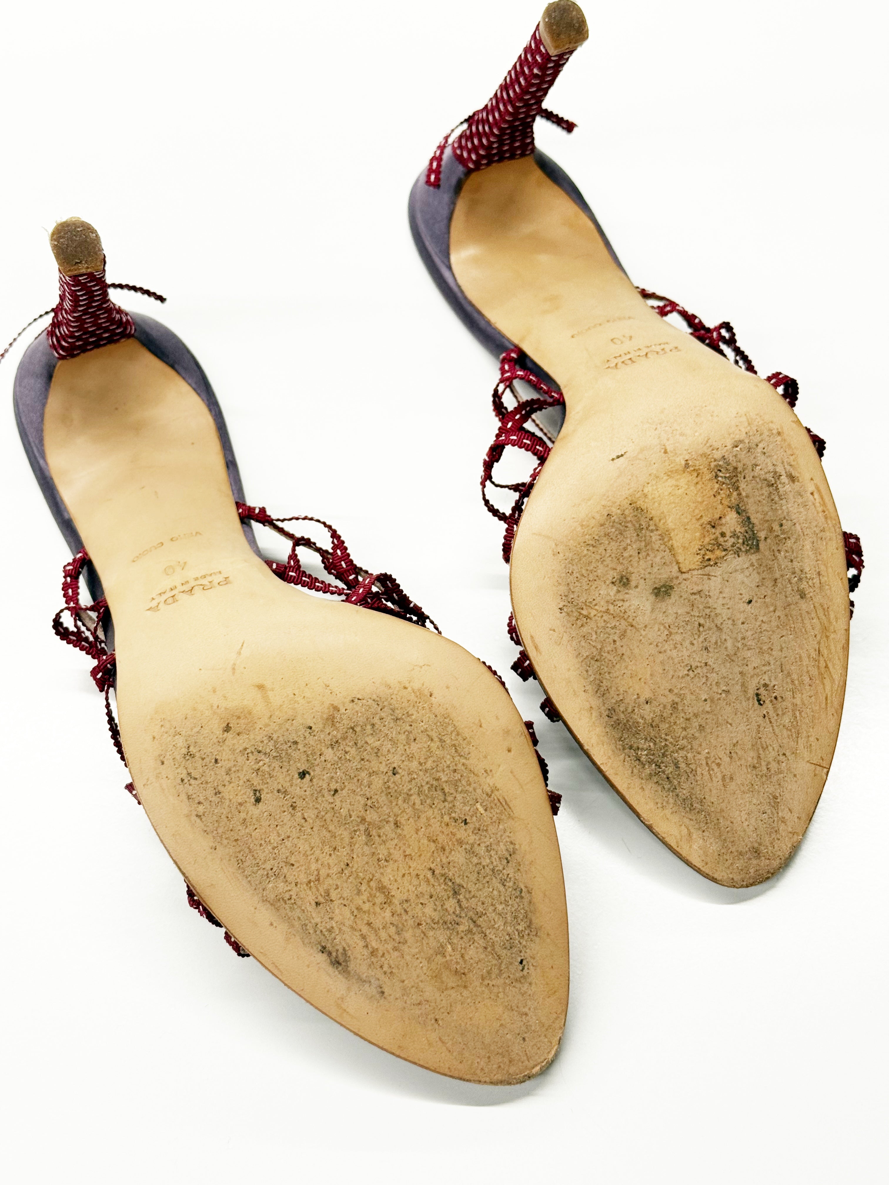 Prada Beaded Lace-Up Heels