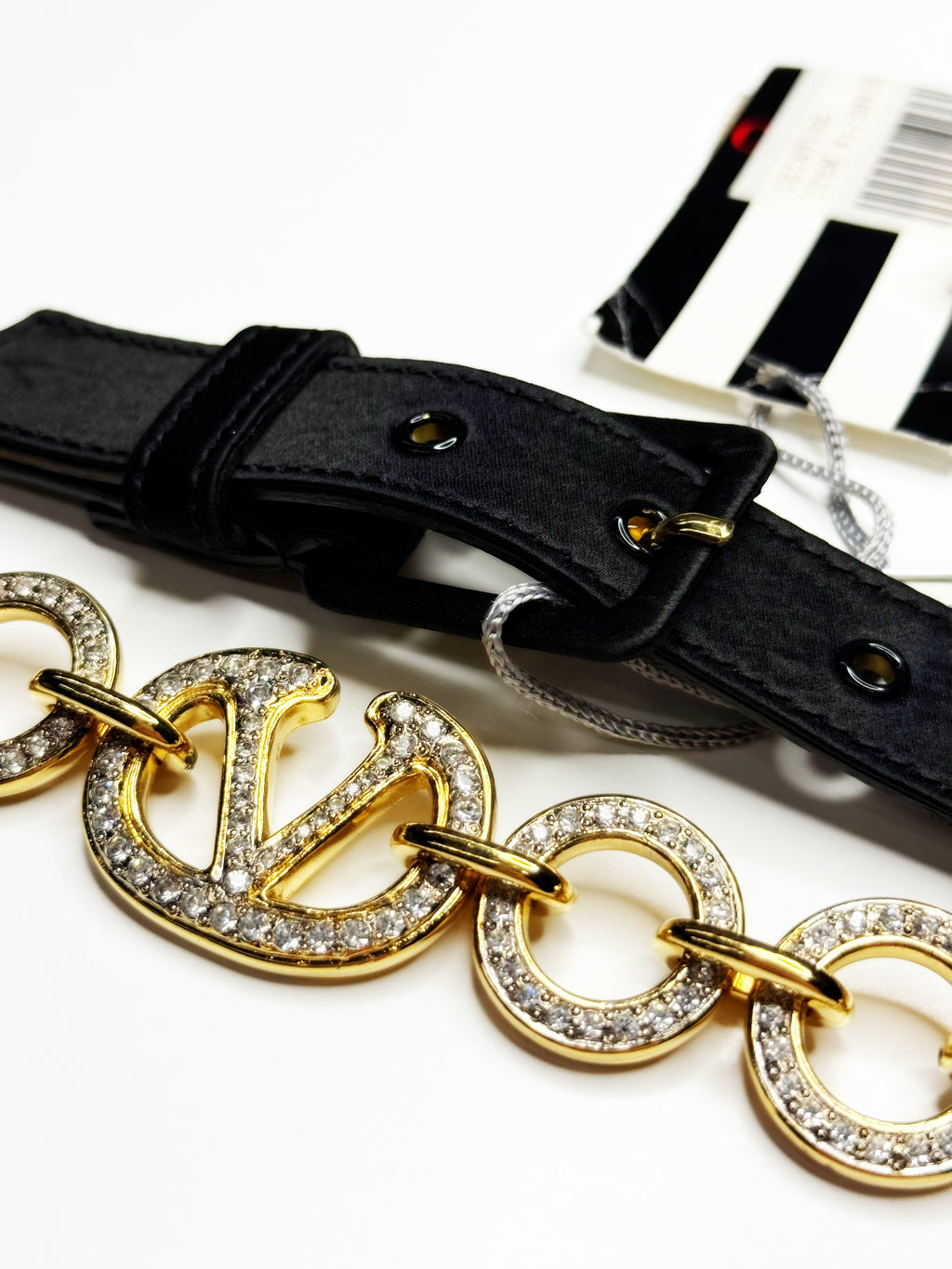 Valentino Crystal Logo Chain Bel