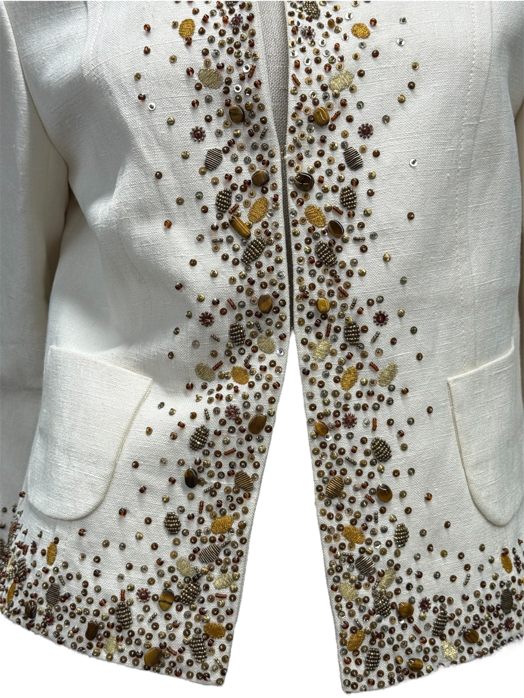 Escada Embellished Silk-Linen Jacket