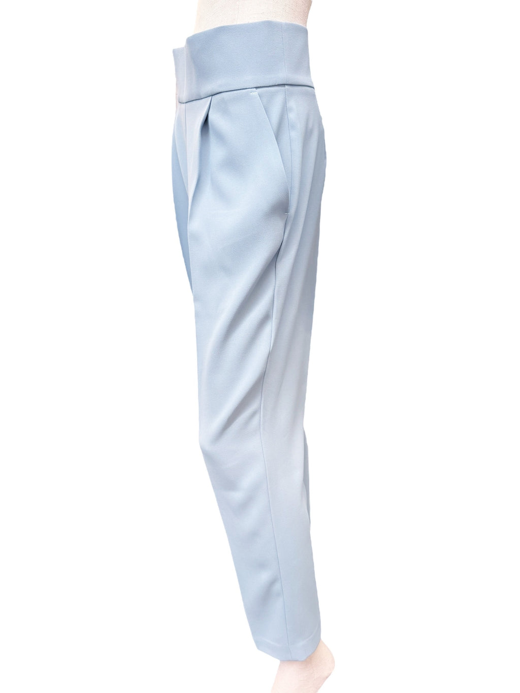Pinko Light Blue Crepe Suit – Double-Breasted Blazer & High-Waisted Pants