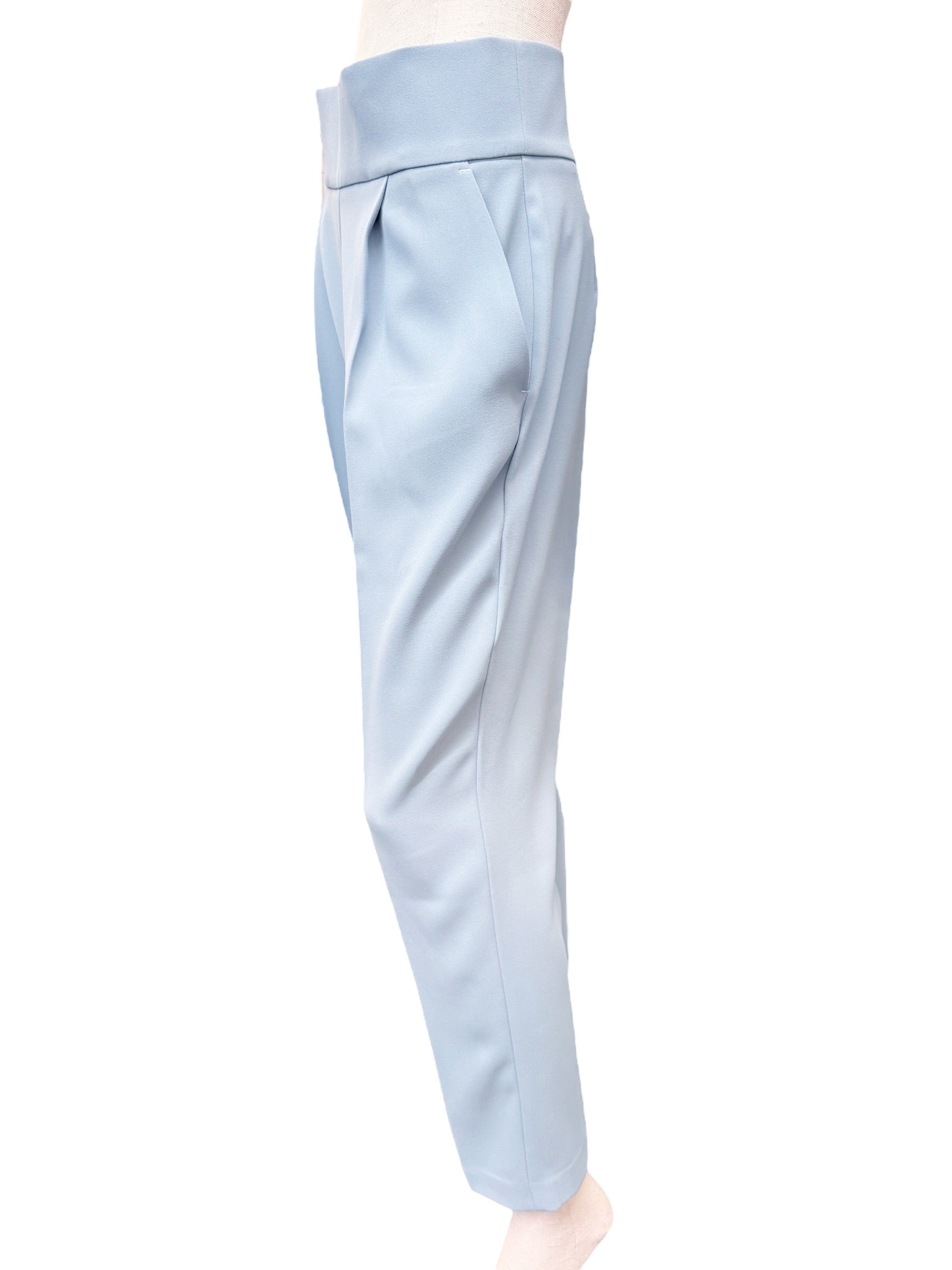 Pinko Light Blue Crepe Suit – Double-Breasted Blazer & High-Waisted Pants