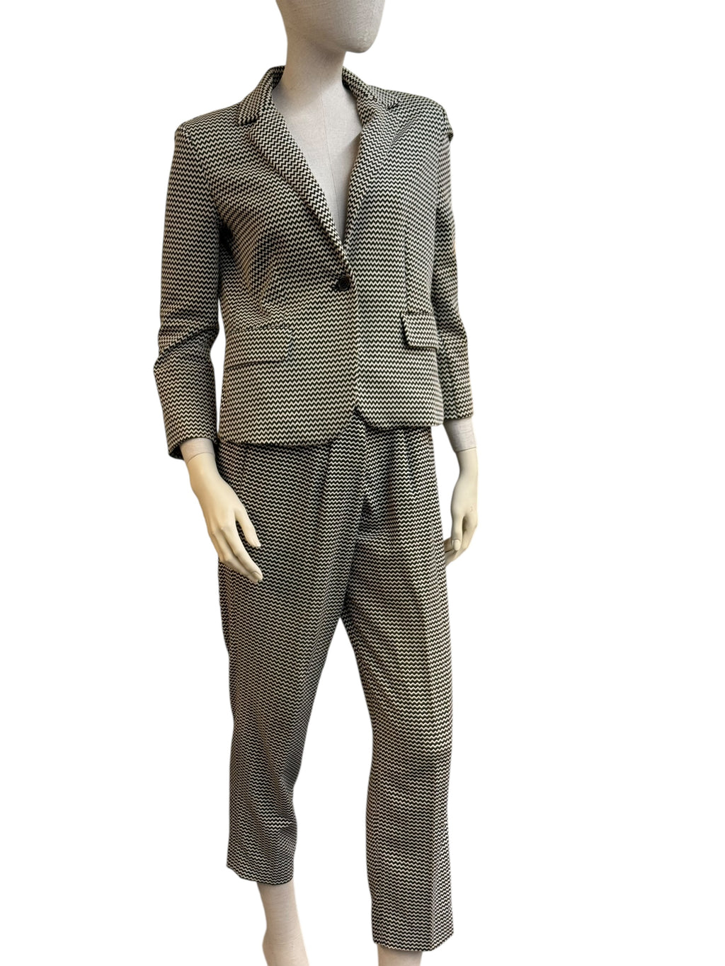 Max Mara Weekend Graphic Patterned Suit with Belt - EU 40