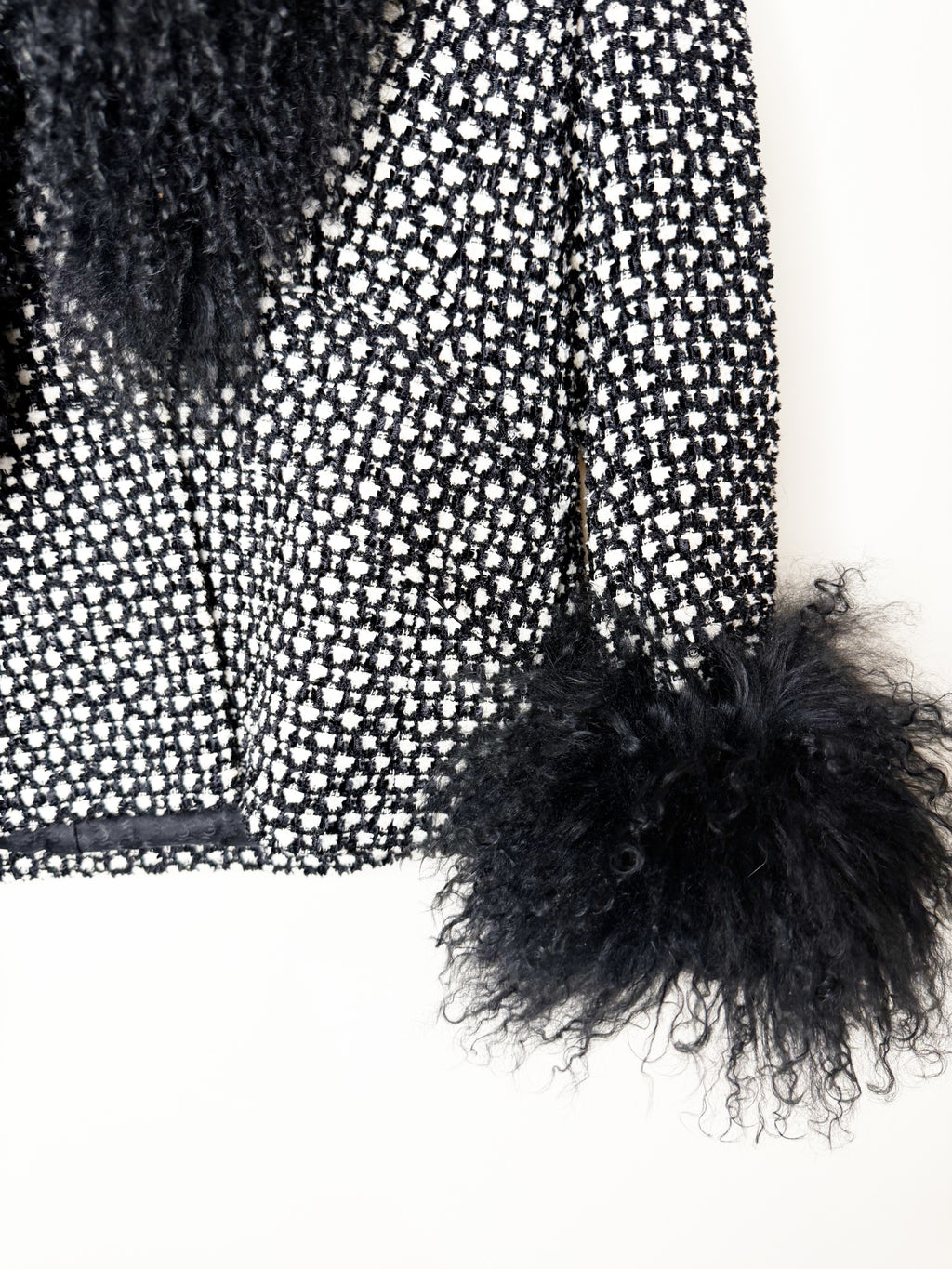 Escada Tweed Jacket & Skirt Set with Fur Details