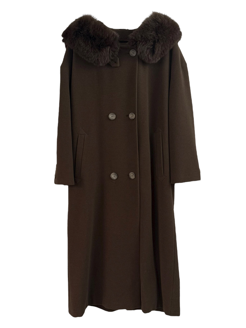 Antonette Wool-Angora Coat with Fur Collar - EU 40