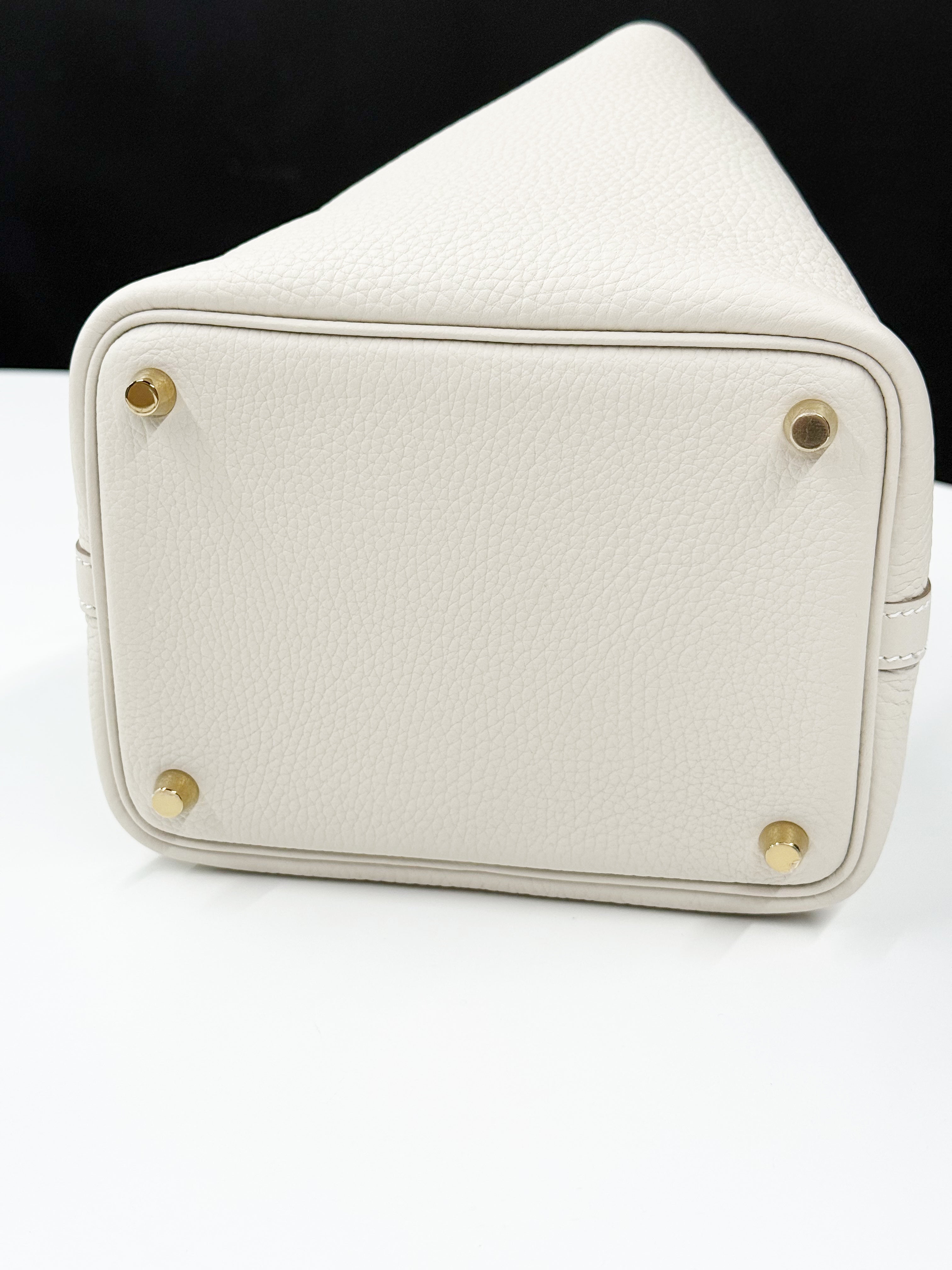 Hermès Picotin Lock PM Bag in White Clemence Leather (Full Set, New Condition)