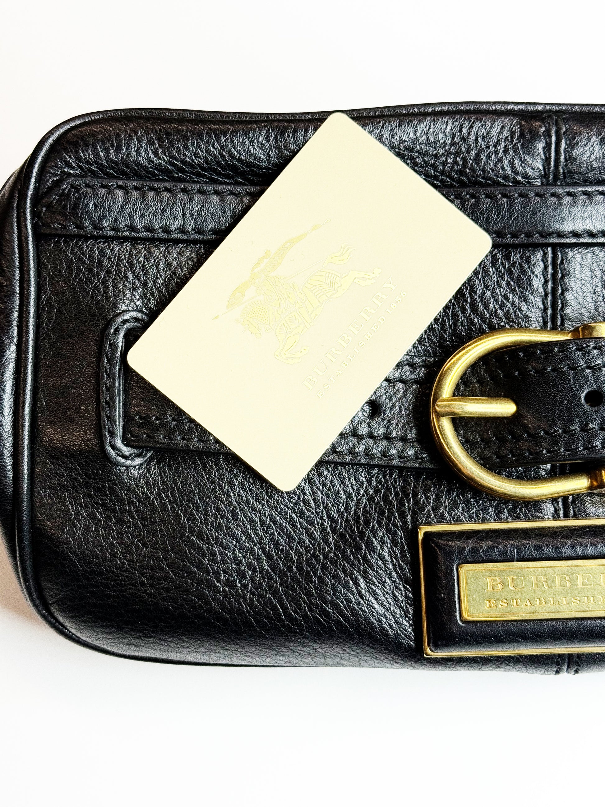 BURBERRY BLACK LEATHER BELT BAG