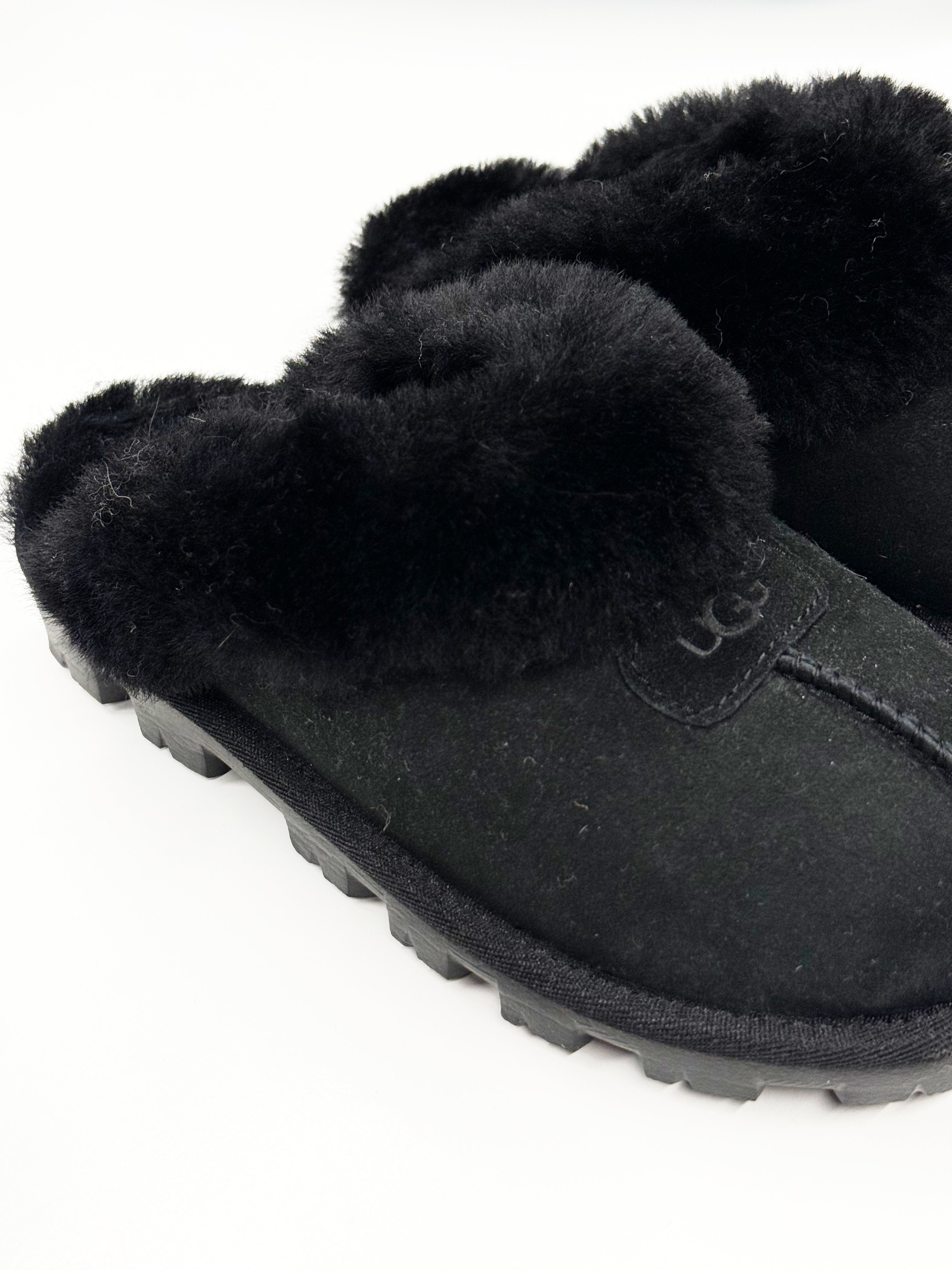 UGG Black Shearling Slippers - 36