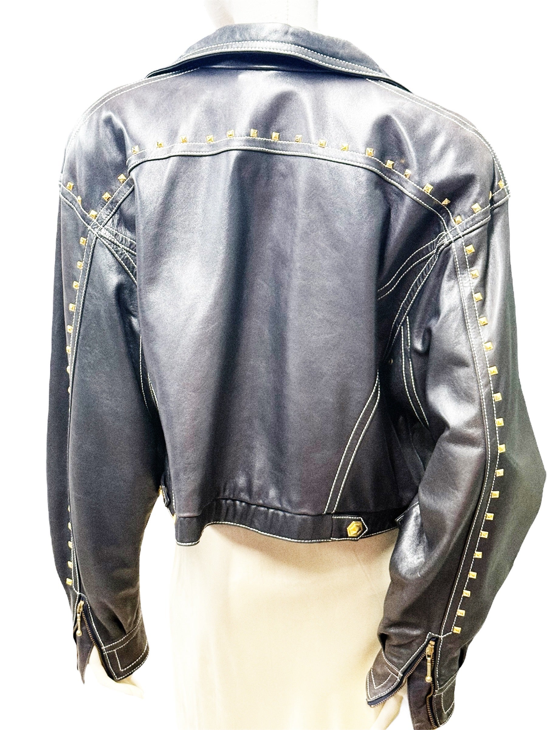 Escada by Margaretha Ley Vintage Studded Leather Jacket