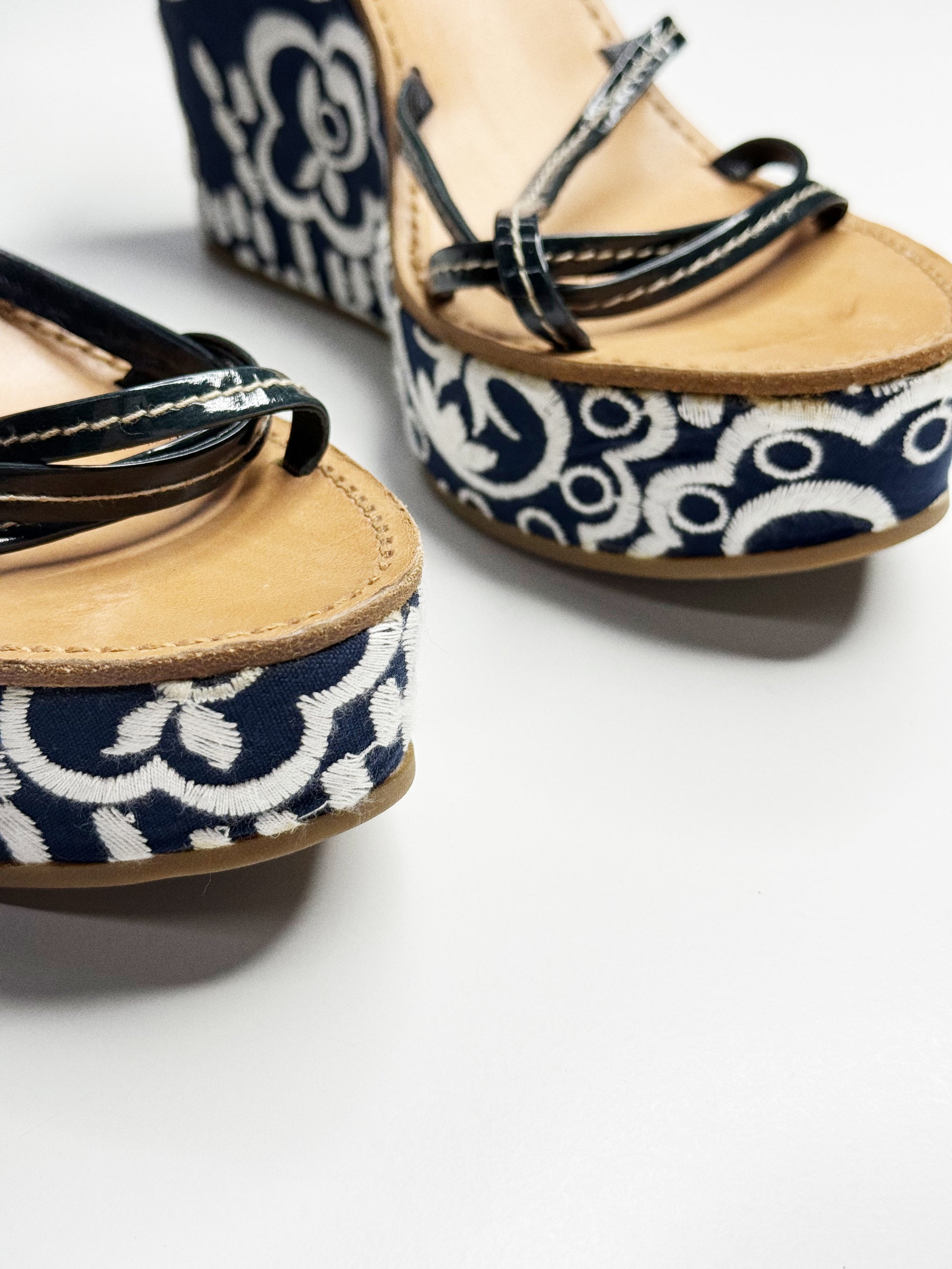 Miu Miu Embroidered Wedge Sandals