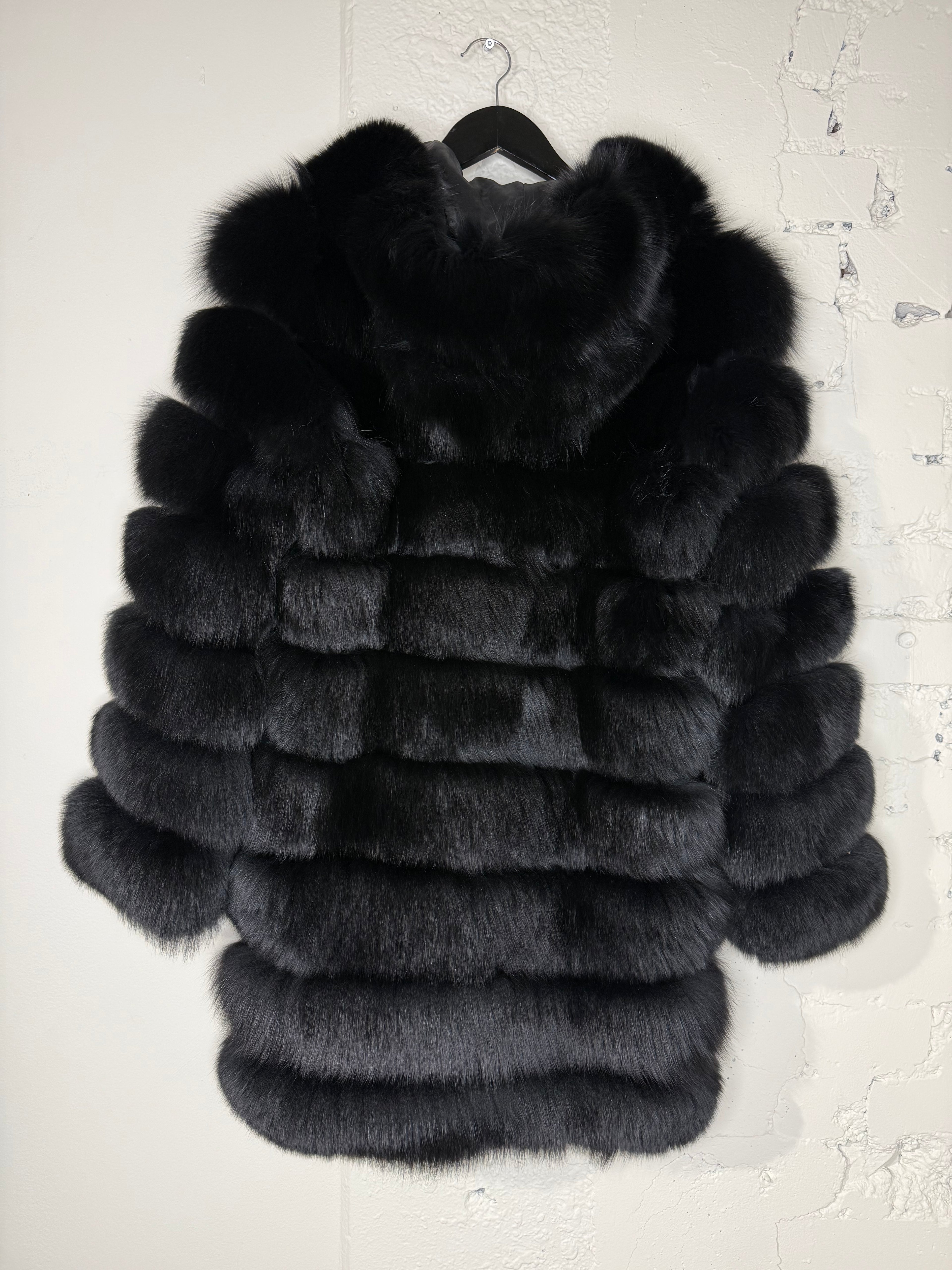 Meotine Black Fox Fur Coat - XS/S