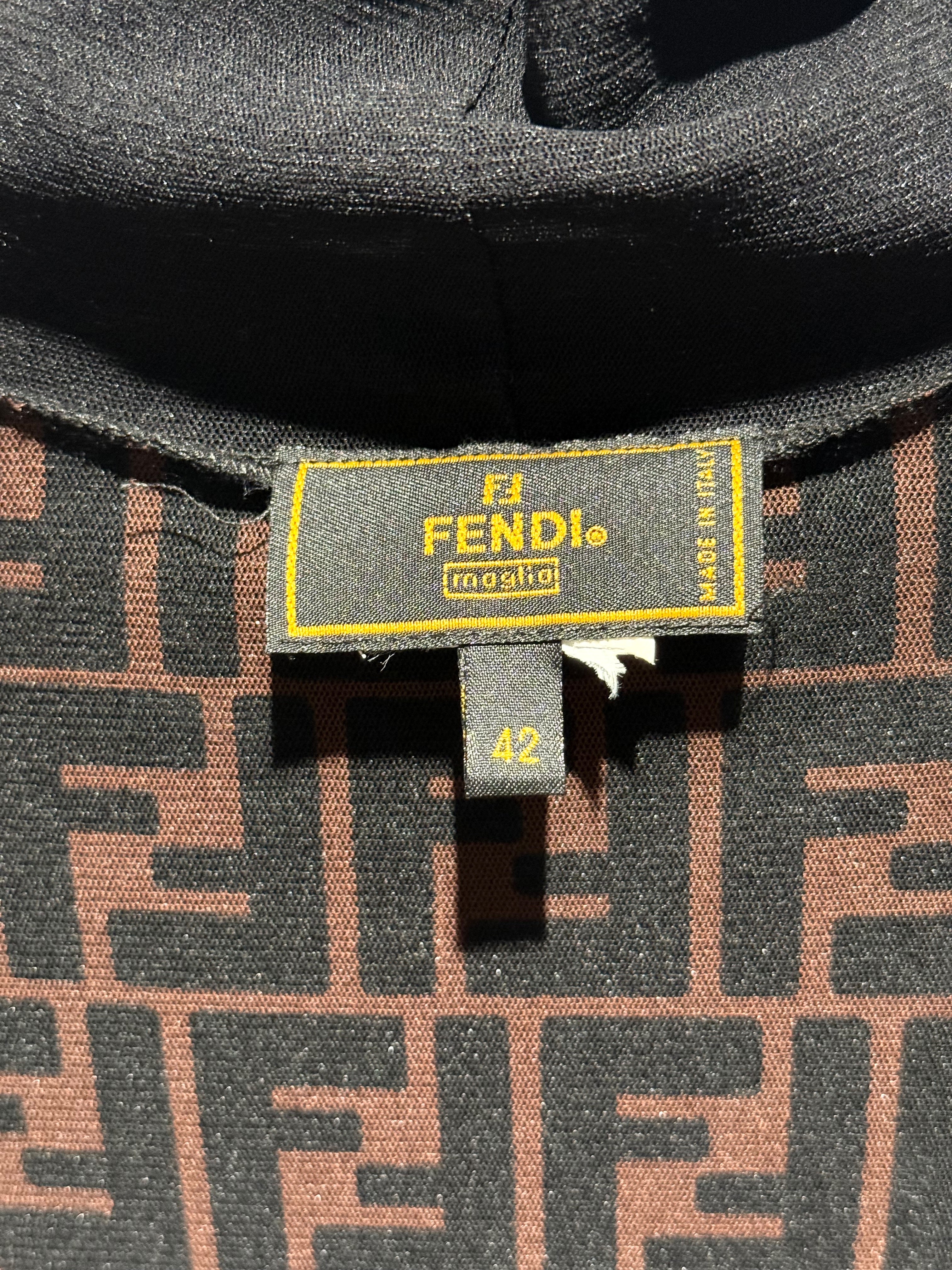 Fendi Maglia Vintage Black Two-Piece Set — Turtleneck Top & Skirt, Made in Italy