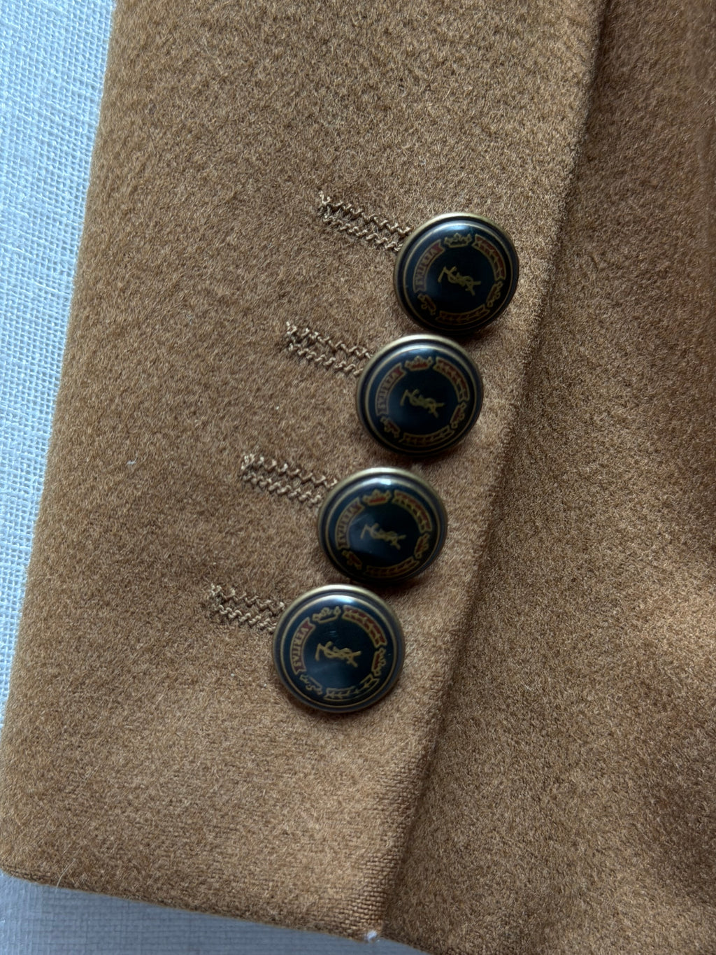 Vintage Yves Saint Laurent Double-Breasted Wool Blazer (Camel)