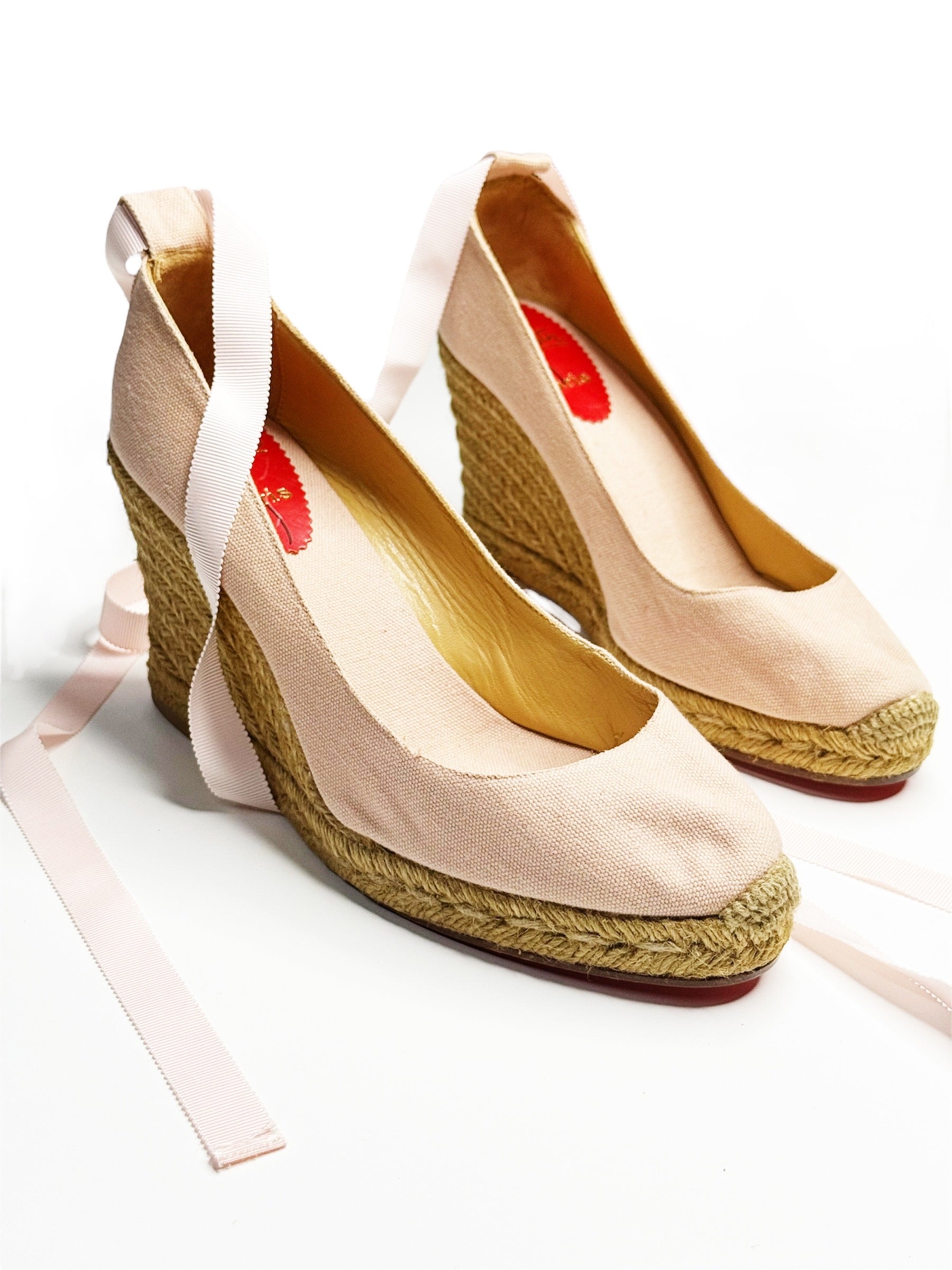 Christian Louboutin Espadrille Wedges with Ribbons