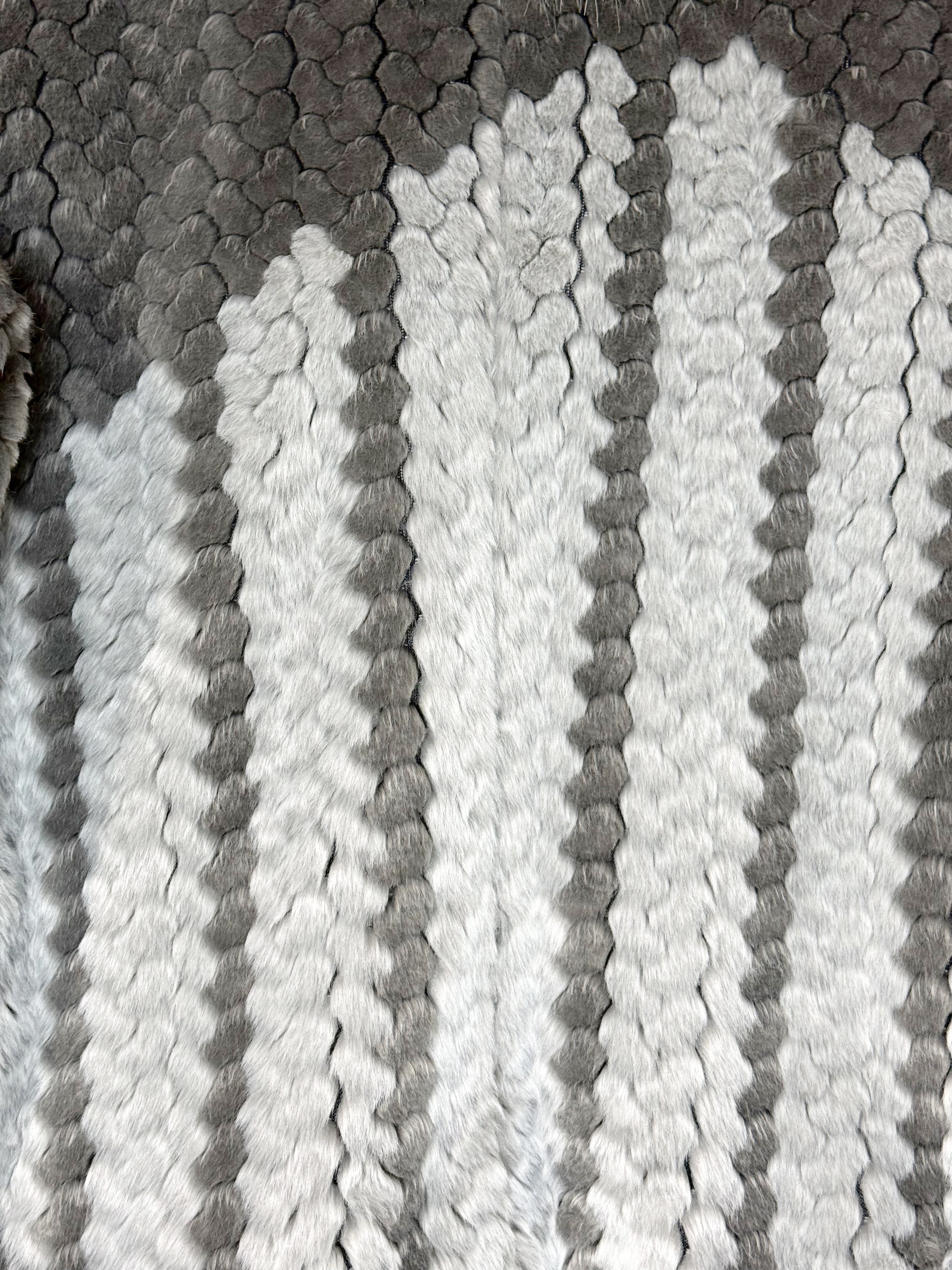 Miss Lina Grey Fur Jacket with Contrast Collar - M