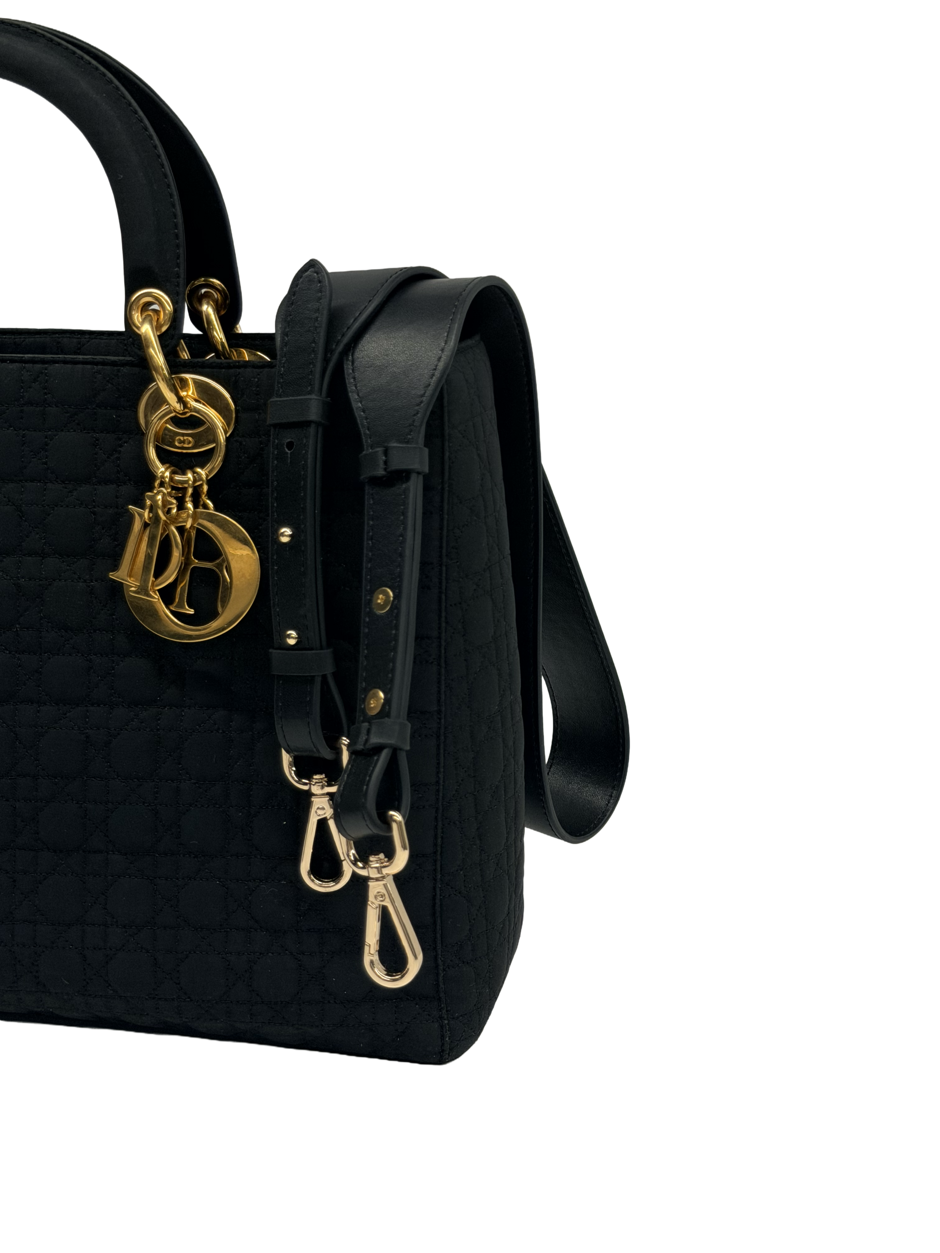 Vintage Lady Dior Large - Black Quilted Nylon