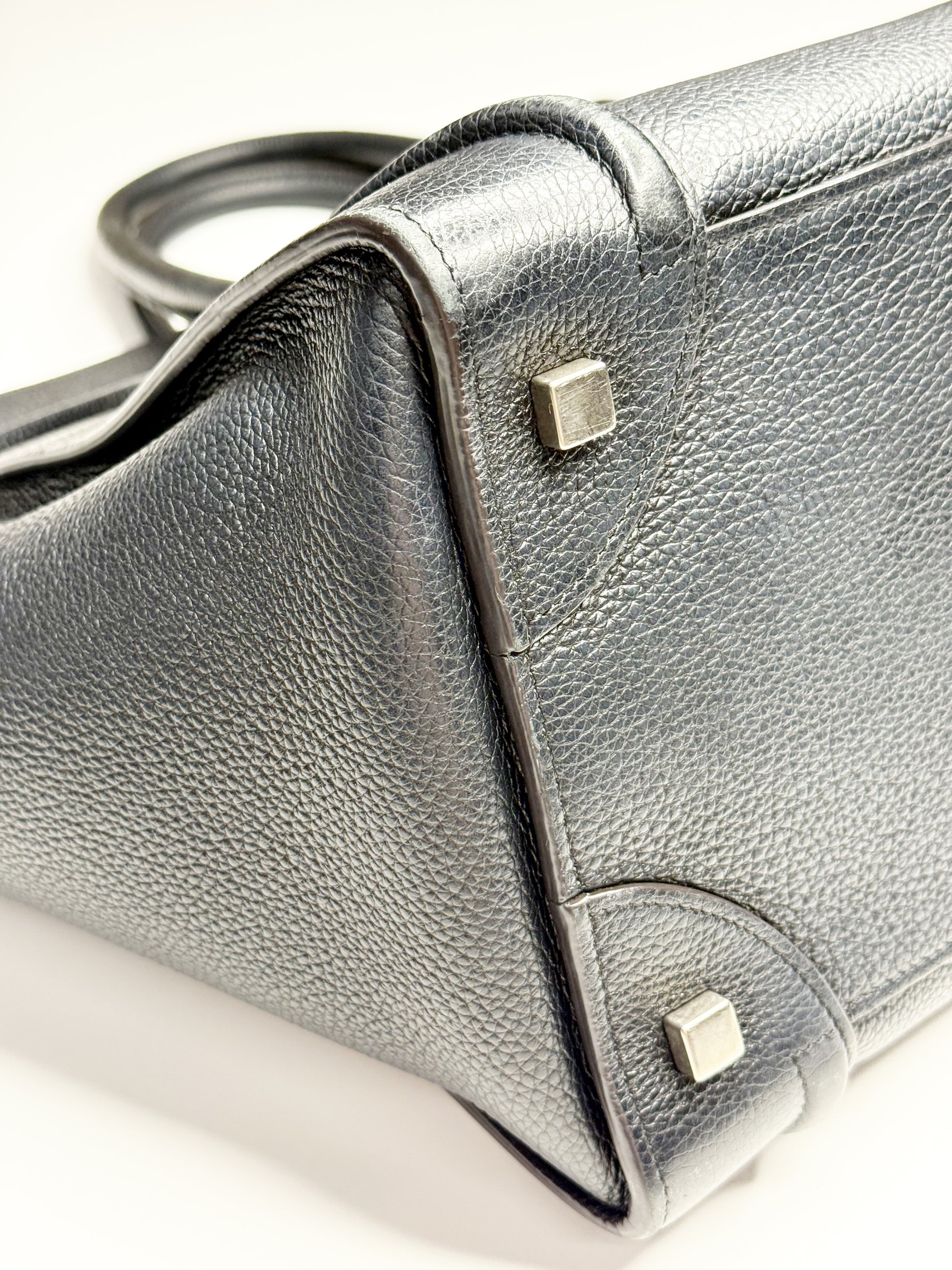 CÉLINE Mini Luggage Tote in Black Grained Calfskin (With Tags)