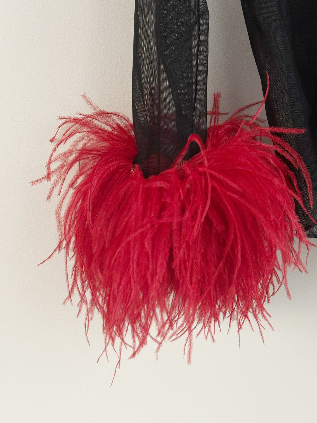 Sheer Feather-Trim Blouse