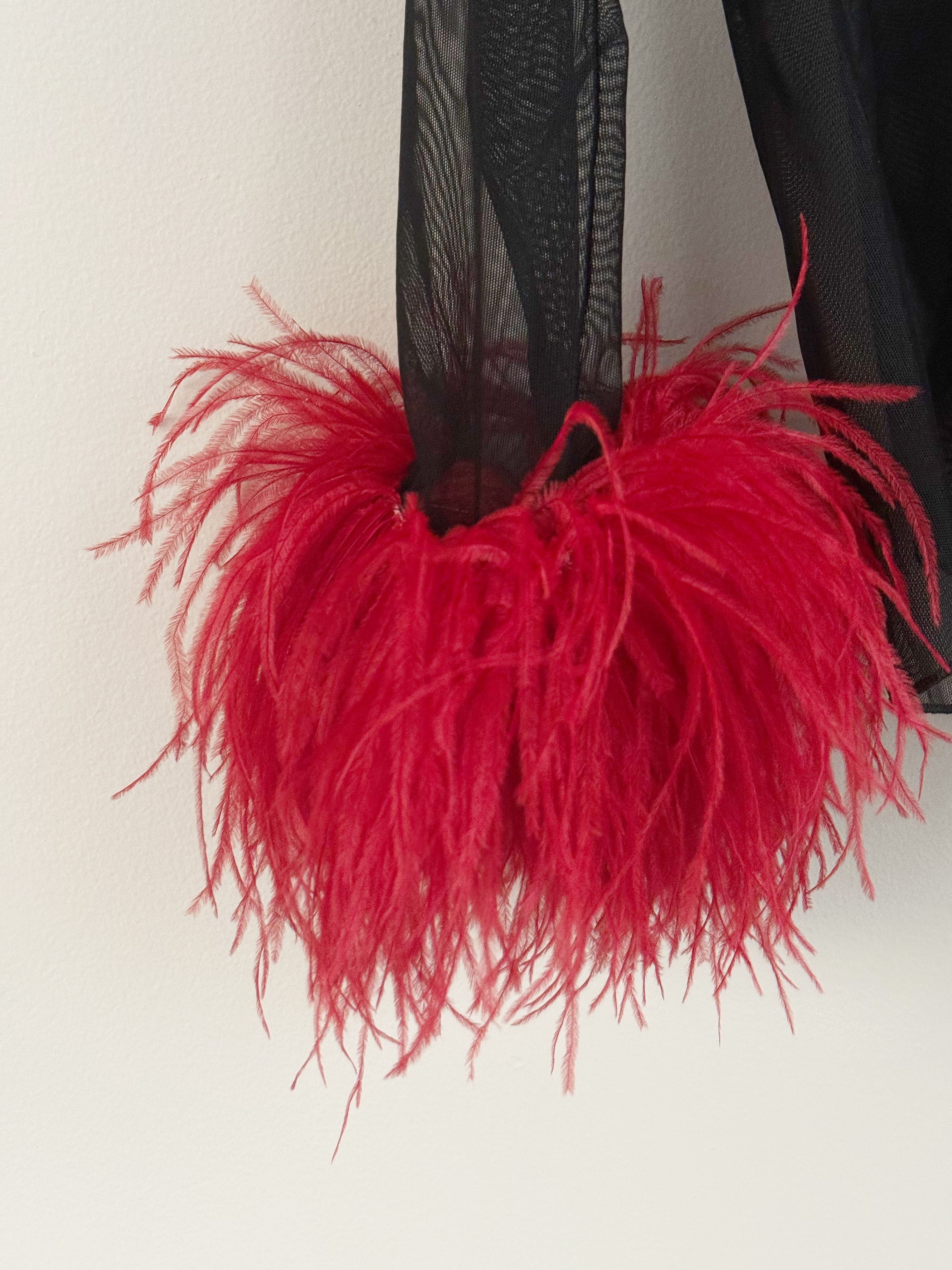 Sheer Feather-Trim Blouse