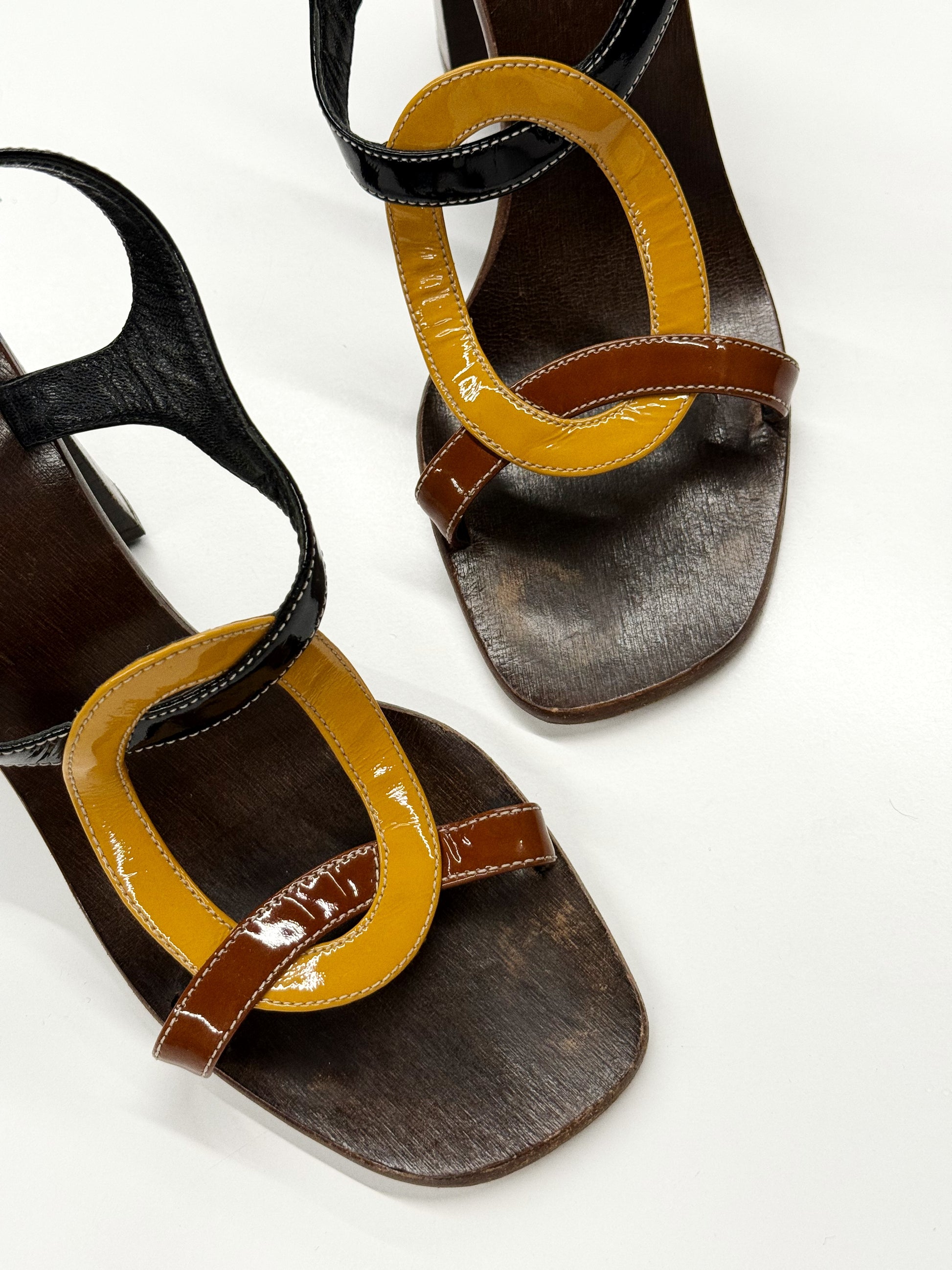 Miu Miu Colorblock Patent Leather Sandals