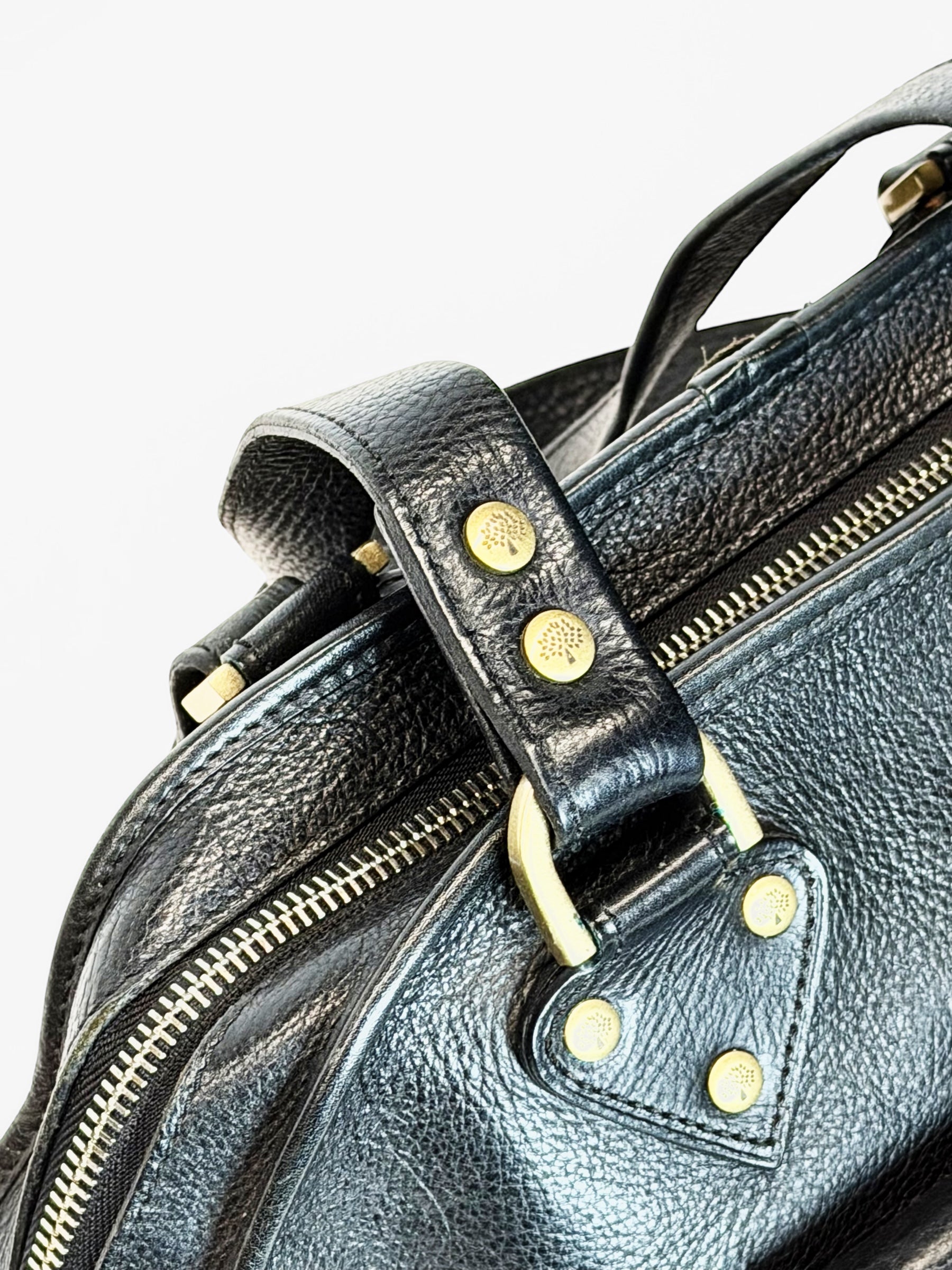 MULBERRY Black Leather Bowler Bag – Early 2000s Icon