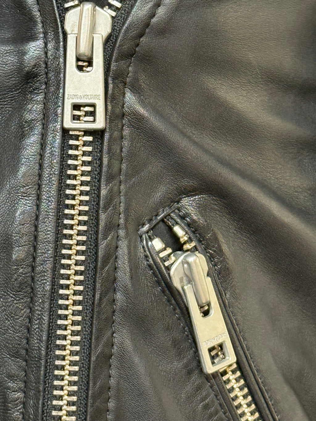 Zadig & Voltaire “LOON BIS” Lamb Leather Biker Jacket - EU 38