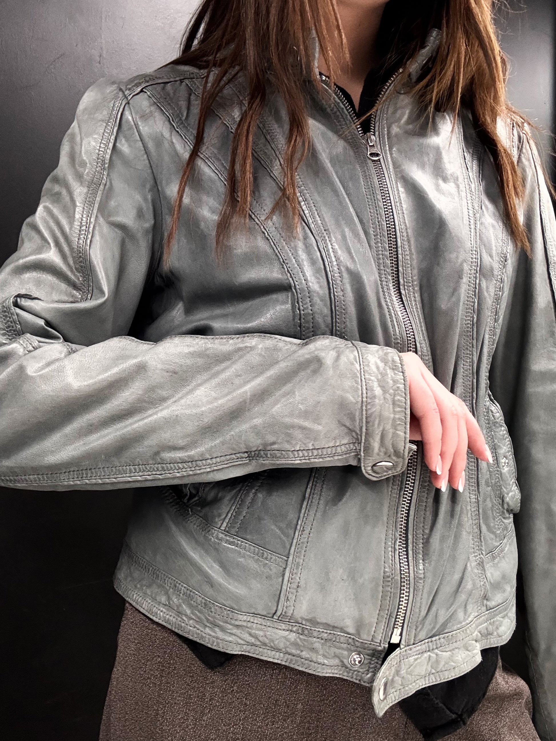 Rock’n Blue Gray Leather Jacket