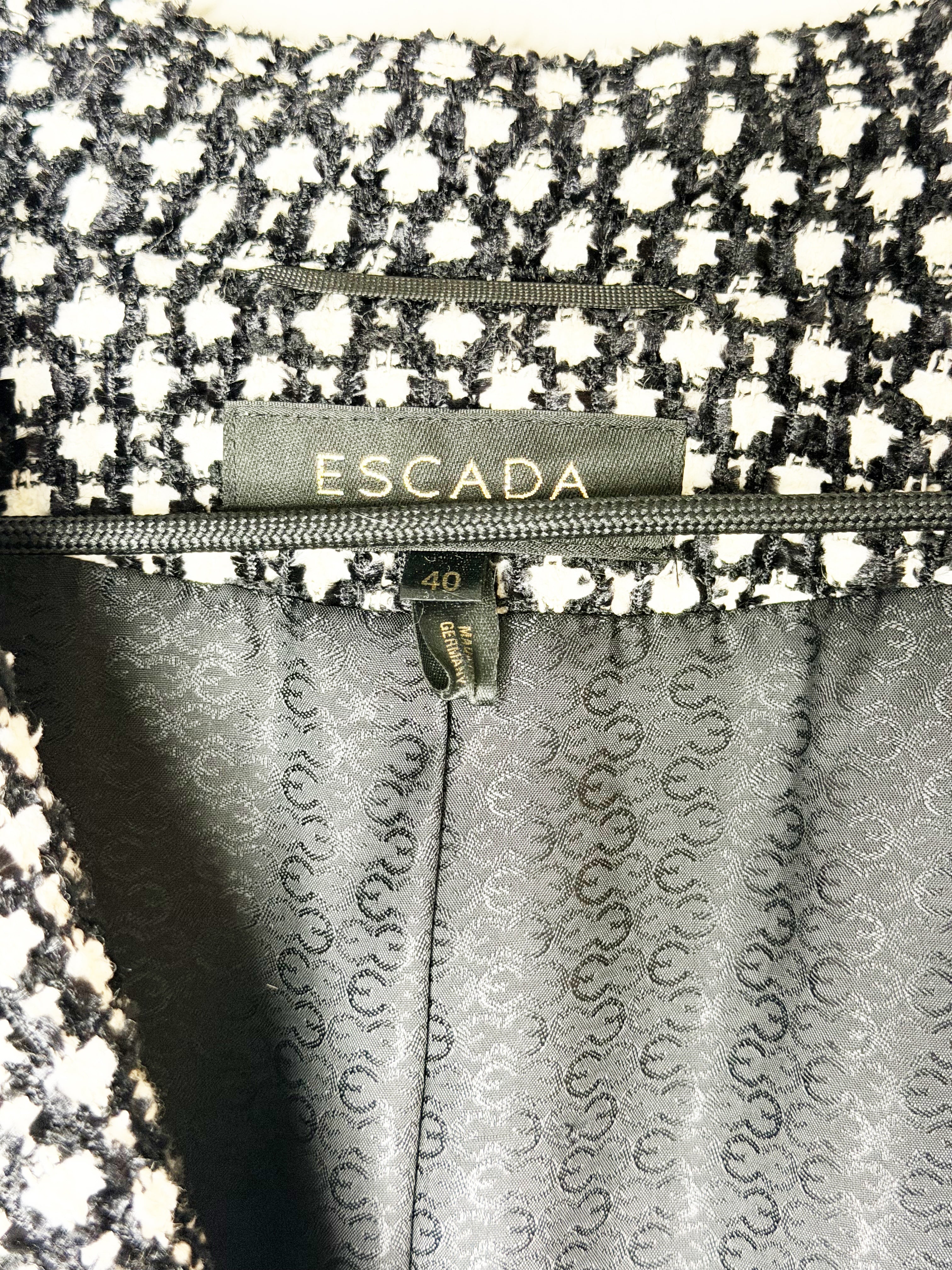 Escada Tweed Jacket & Skirt Set with Fur Details