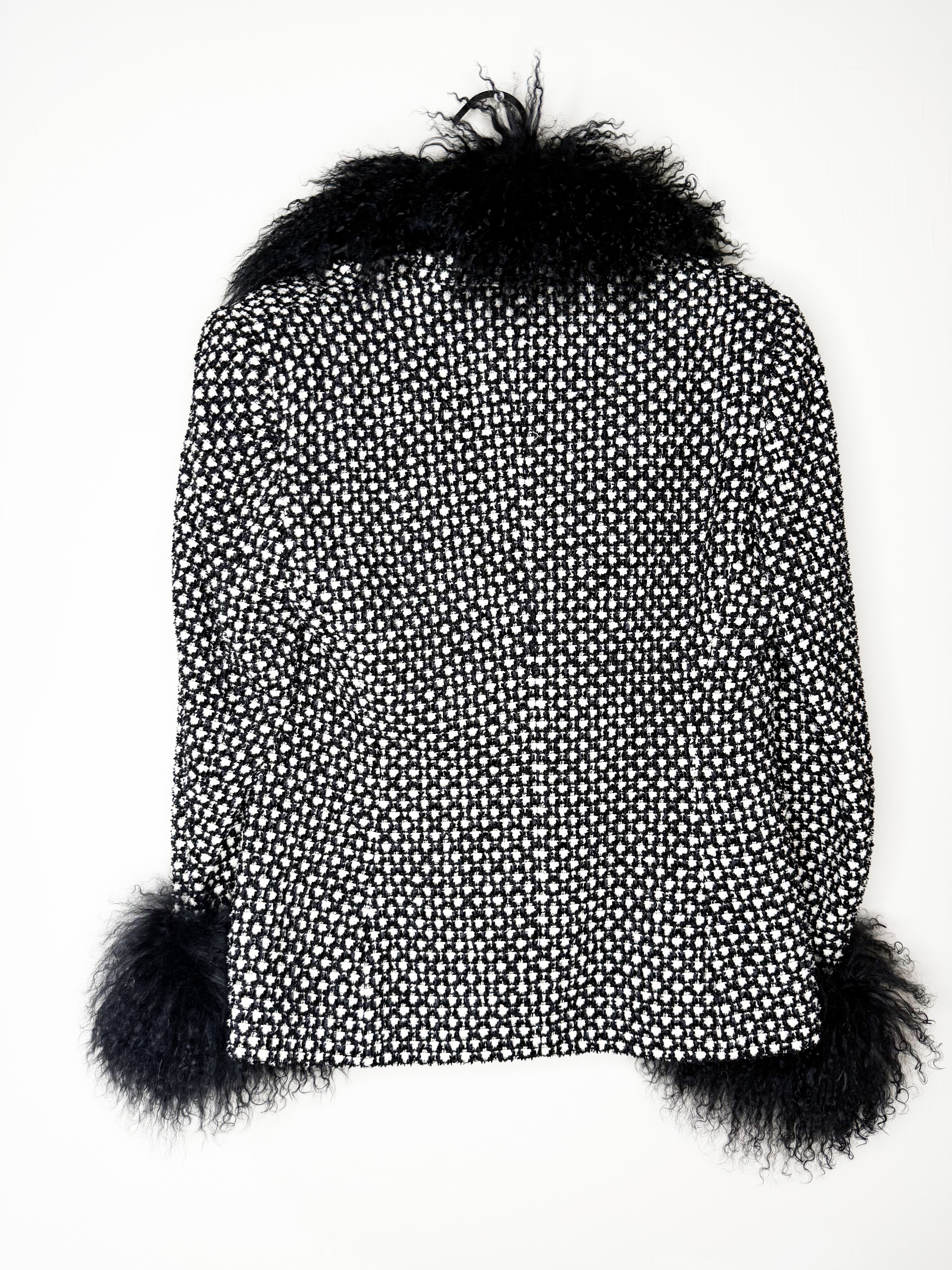 Escada Tweed Jacket & Skirt Set with Fur Details