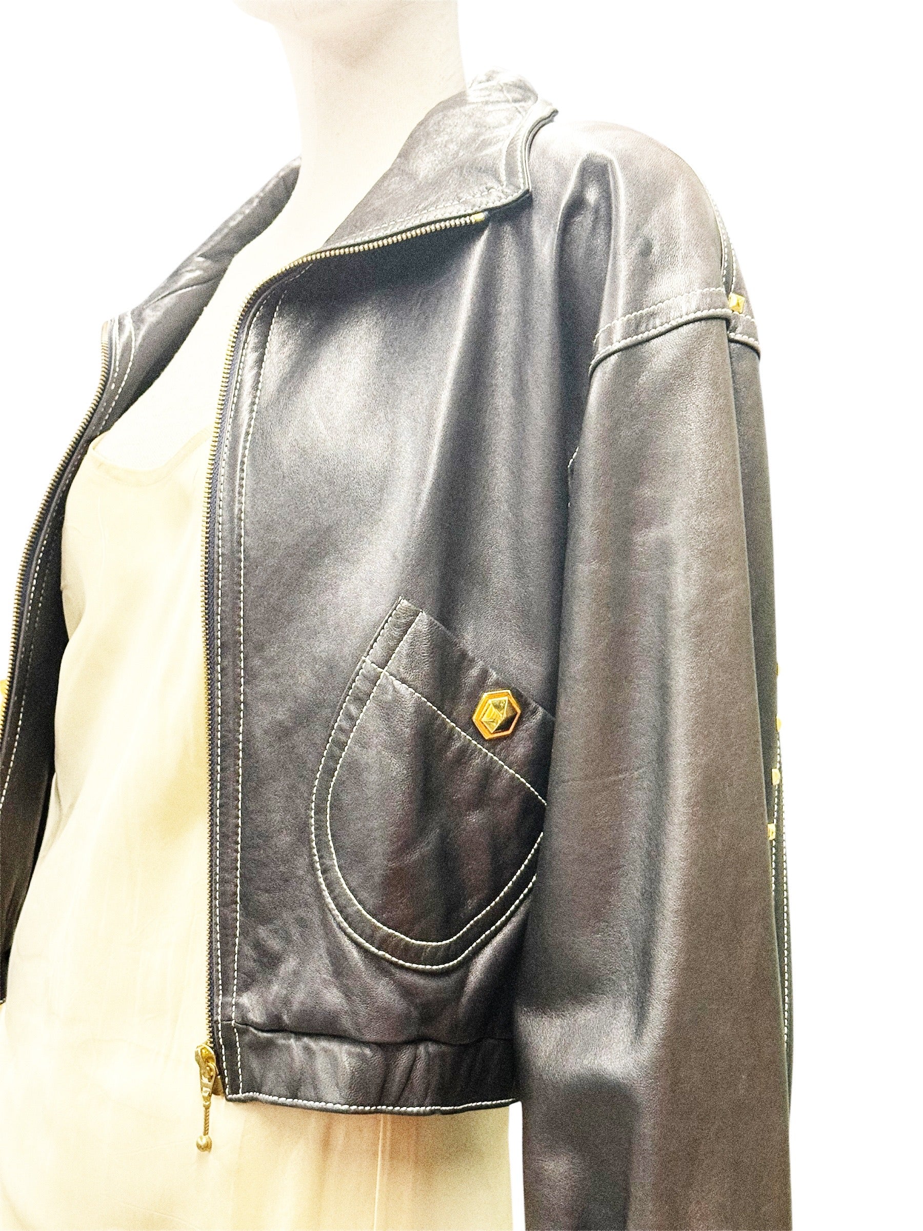 Escada by Margaretha Ley Vintage Studded Leather Jacket