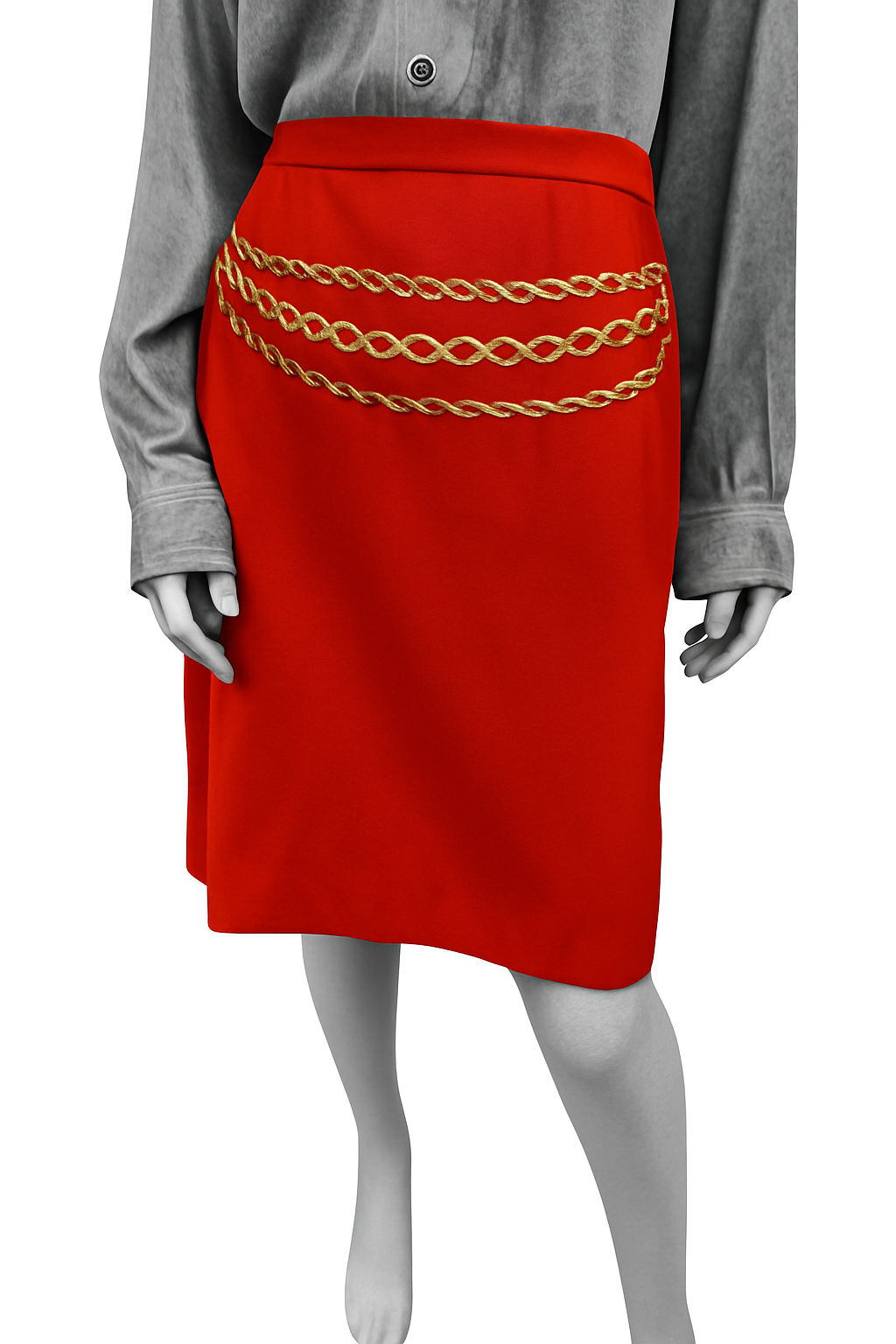 Vintage Escada Red Wool Embroidered Skirt – EU 42