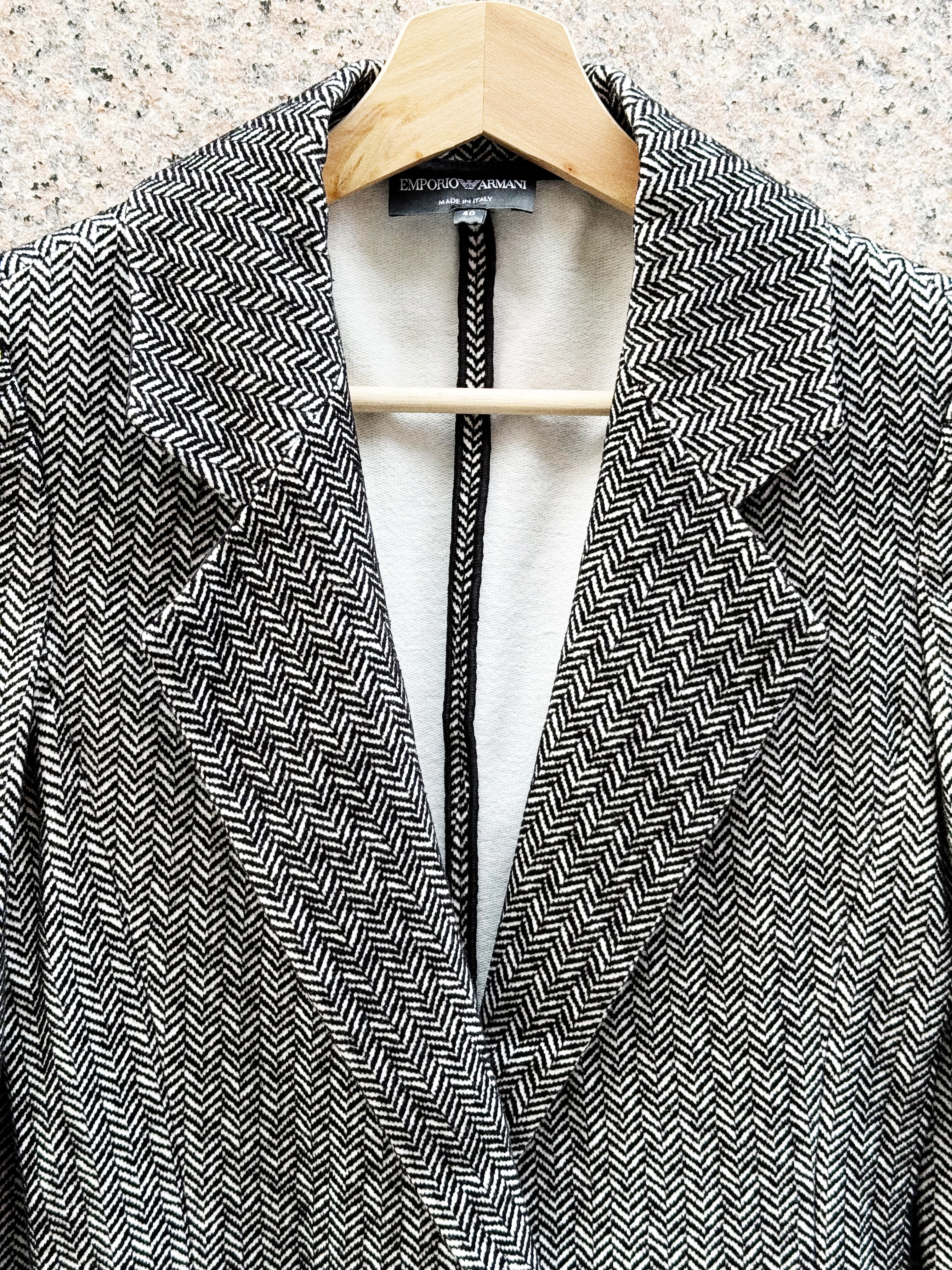 Emporio Armani Black & White Herringbone Blazer