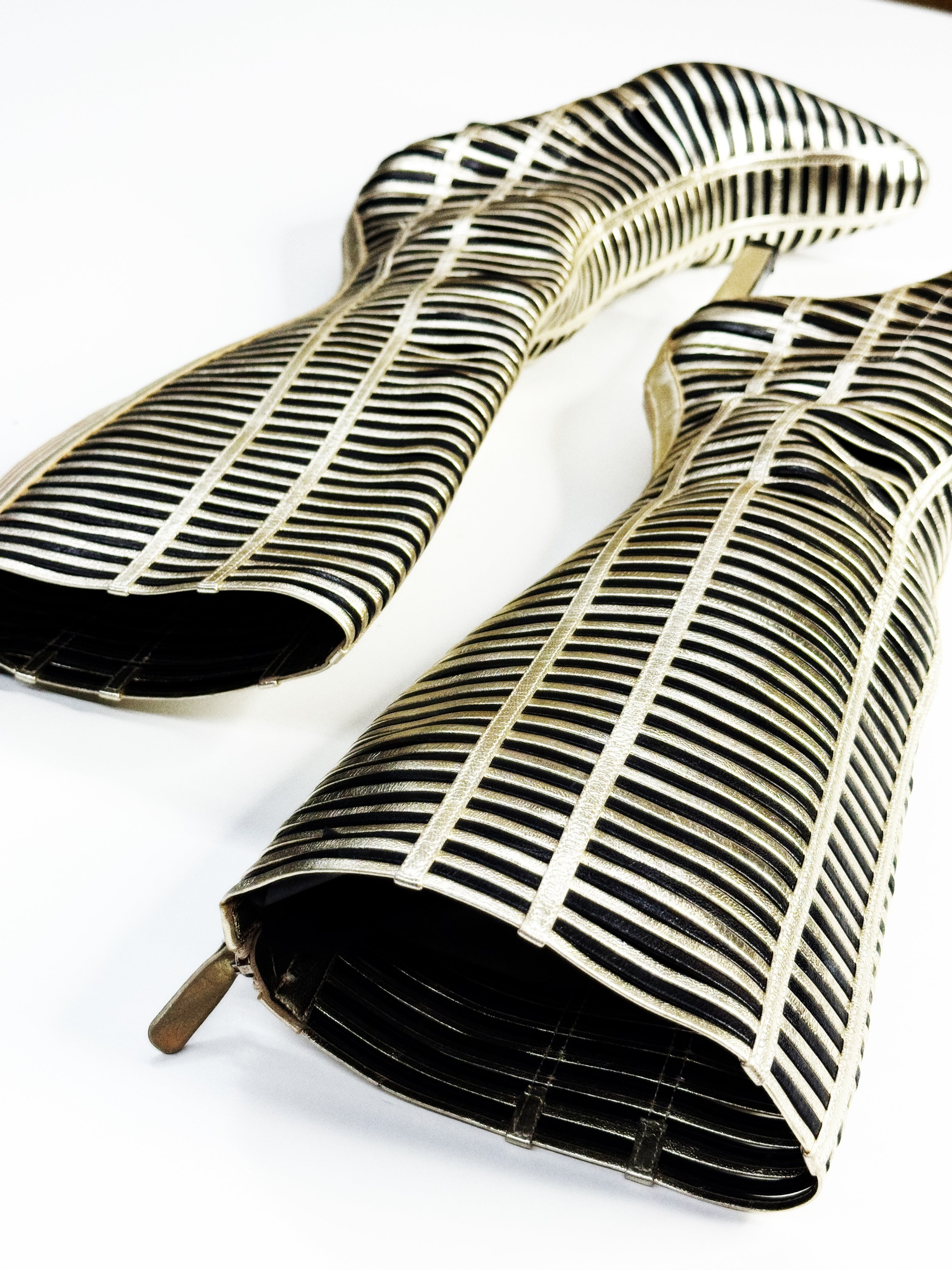 Valentino Garavani Metallic Striped Knee-High Boots