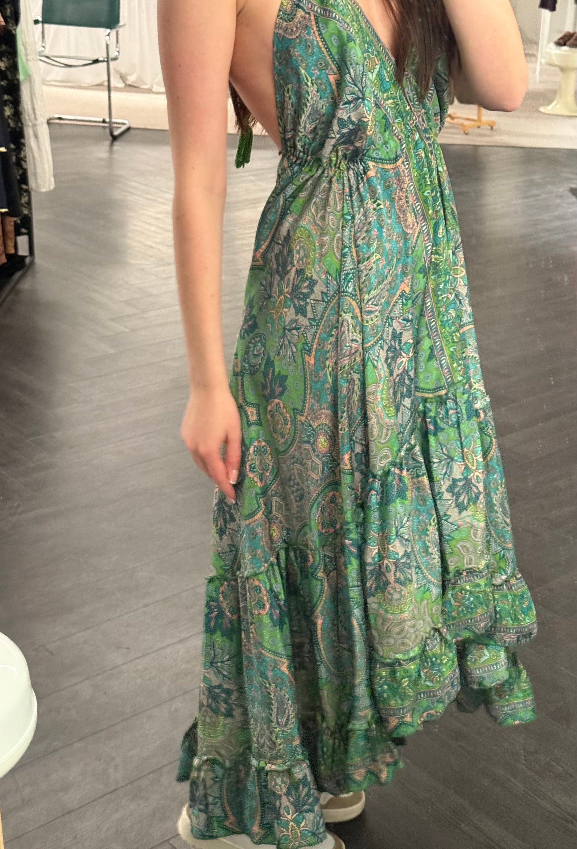 Green Bohemian Paisley Dress