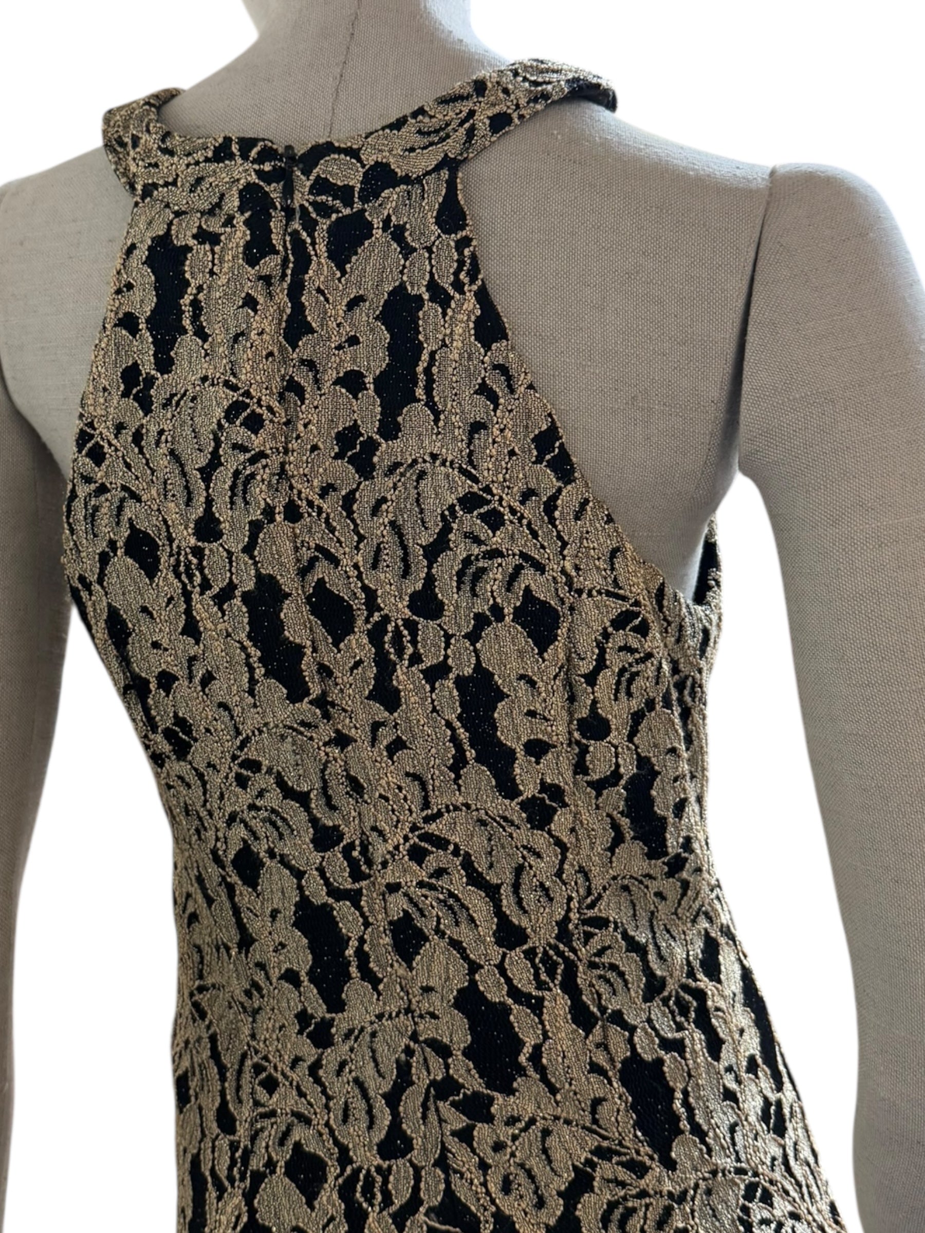 NW Nightway Gold Lace Evening Gown - EU 38