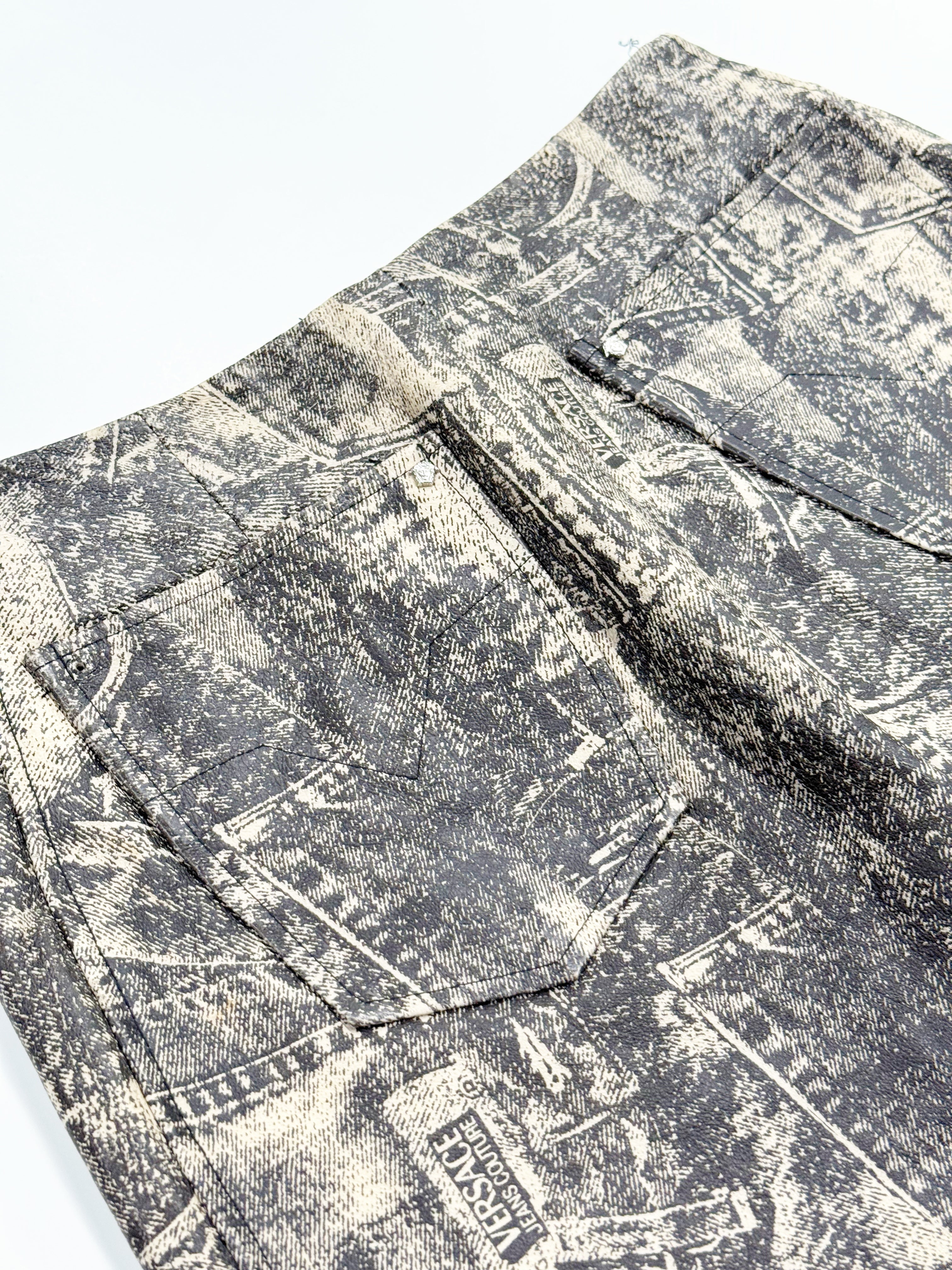 Vintage Versace Jeans Couture Leather Mini Skirt