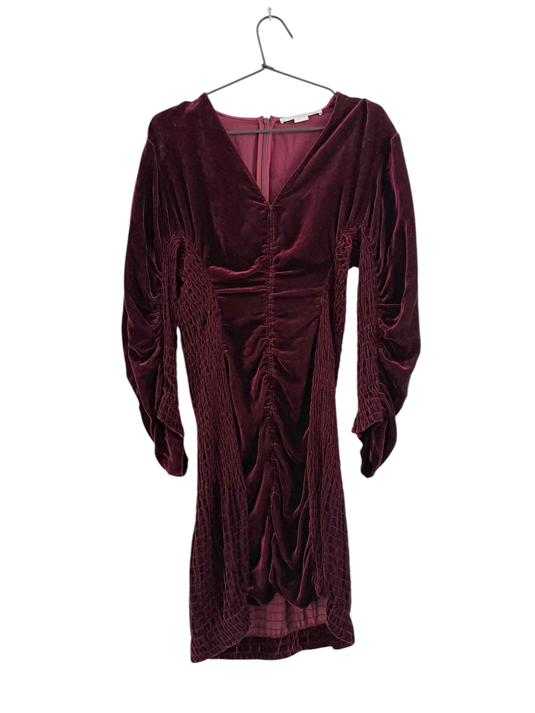 Stella McCartney Burgundy Velvet Draped Dress - EU 34