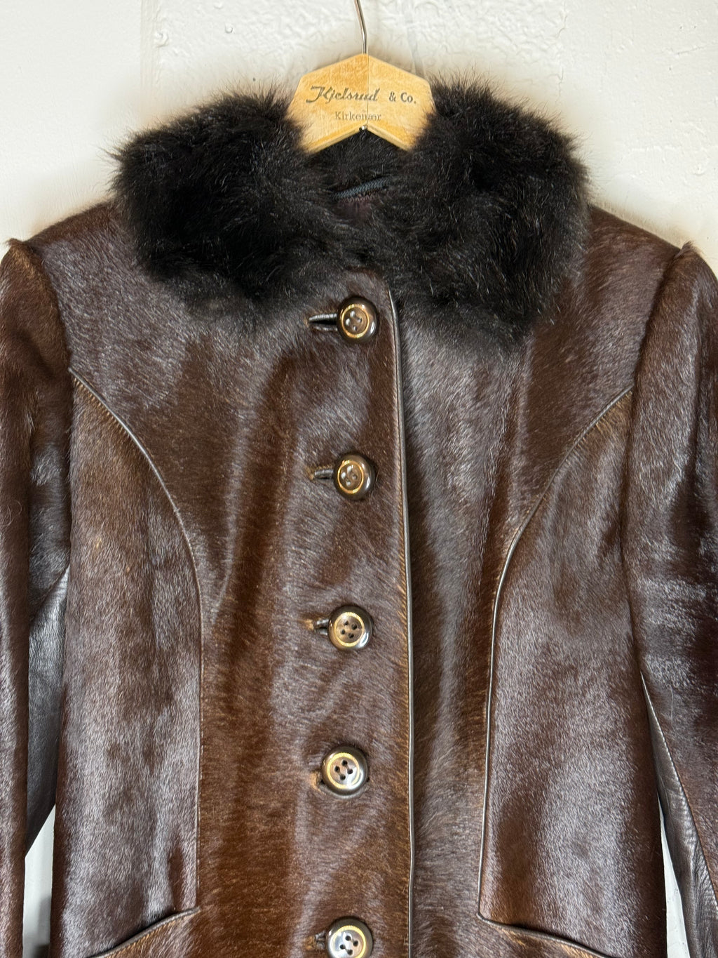 Vintage Brown Fur-Trimmed Leather Coat