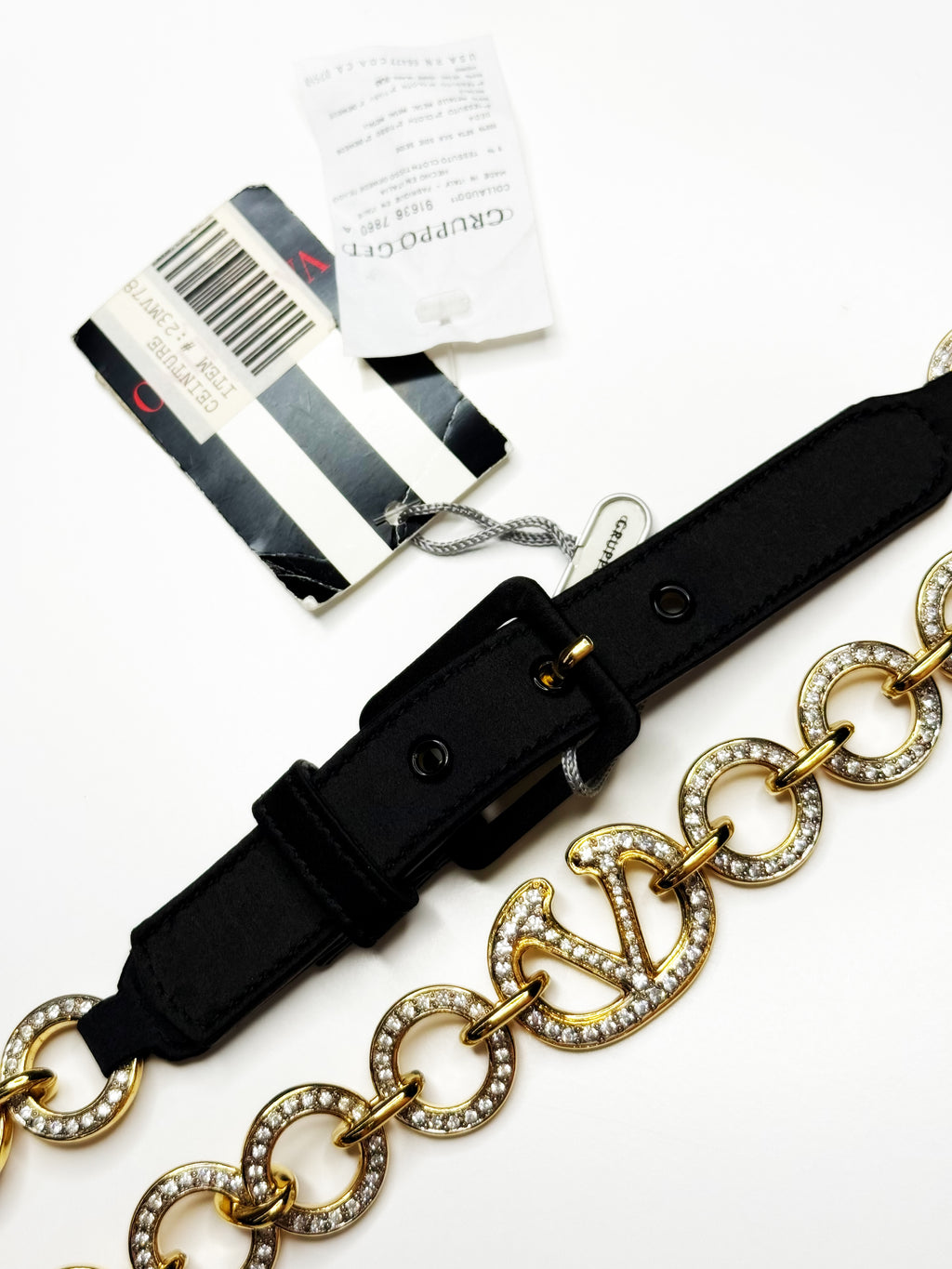 Valentino Crystal Logo Chain Bel