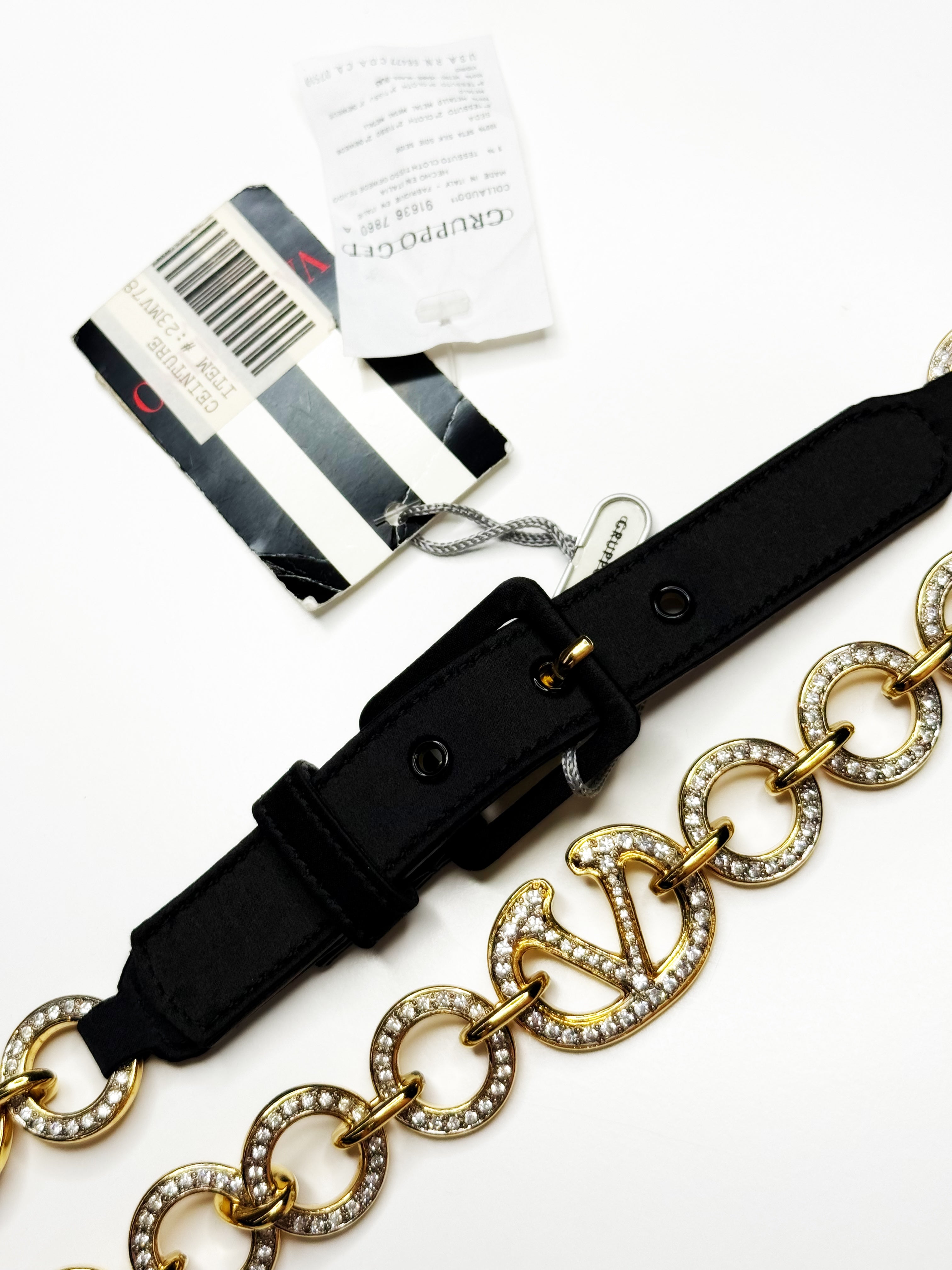 Valentino Crystal Logo Chain Bel