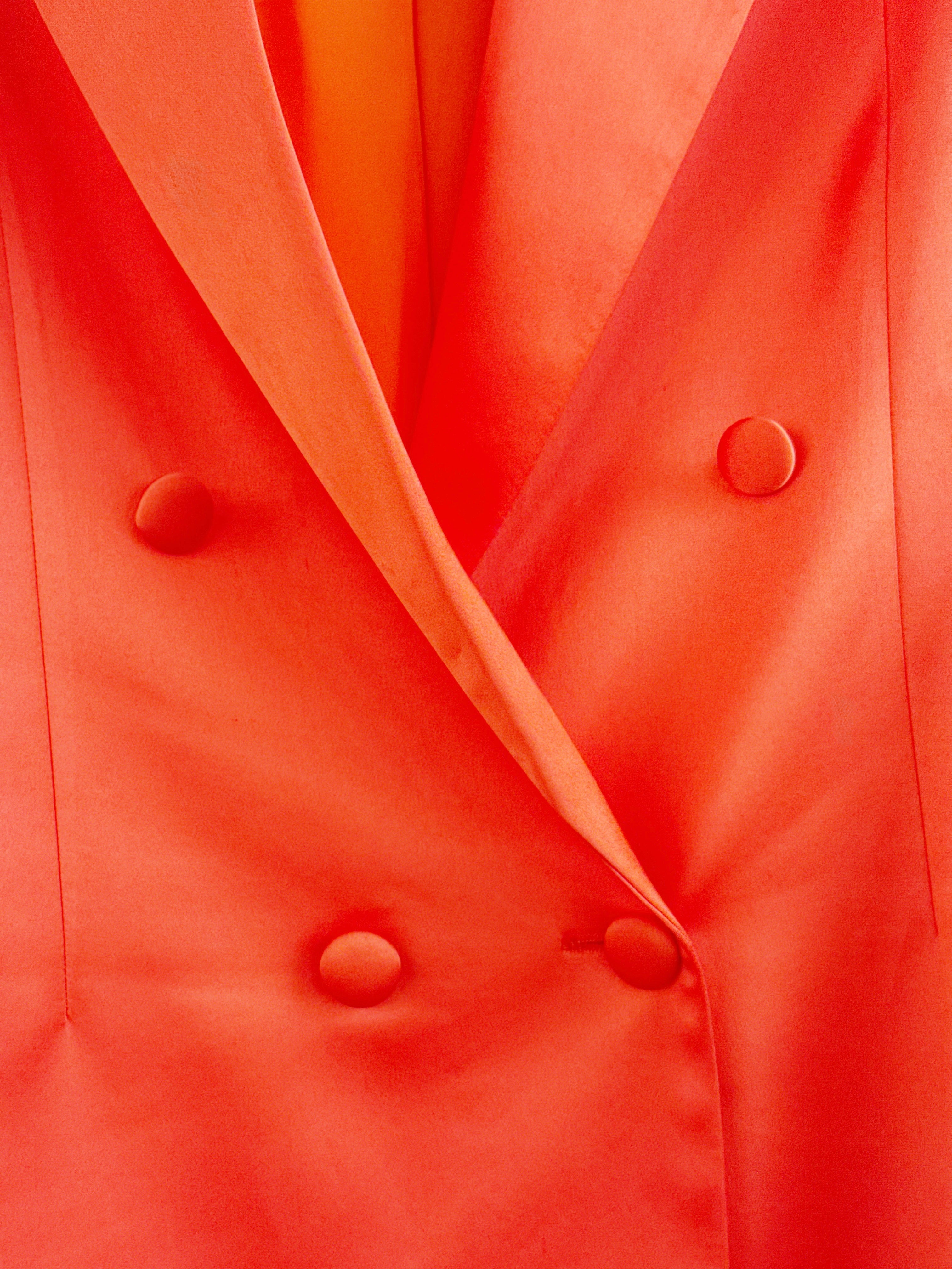 Alberto Audenino Orange Feather-Trim Blazer Dress