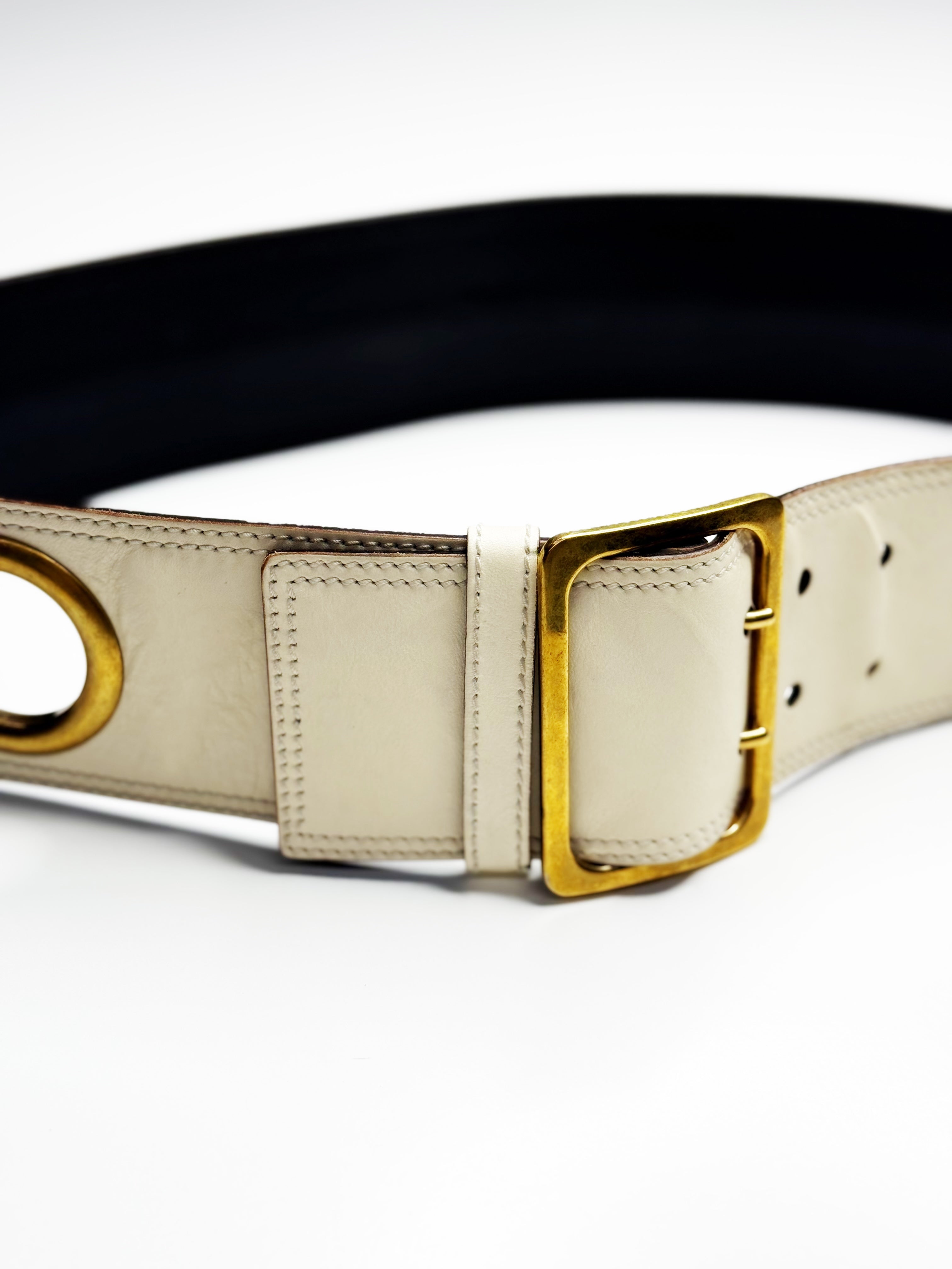 YVES SAINT LAURENT Wide Leather Belt – Made in Italy