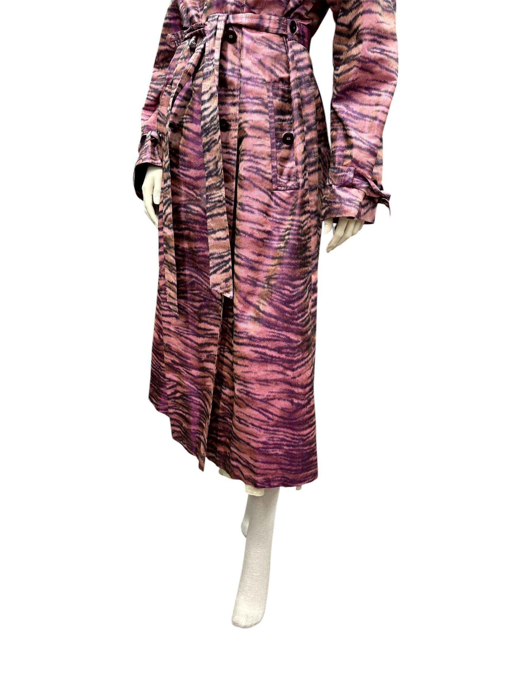 Escada Pink Zebra-Print Trench Coat