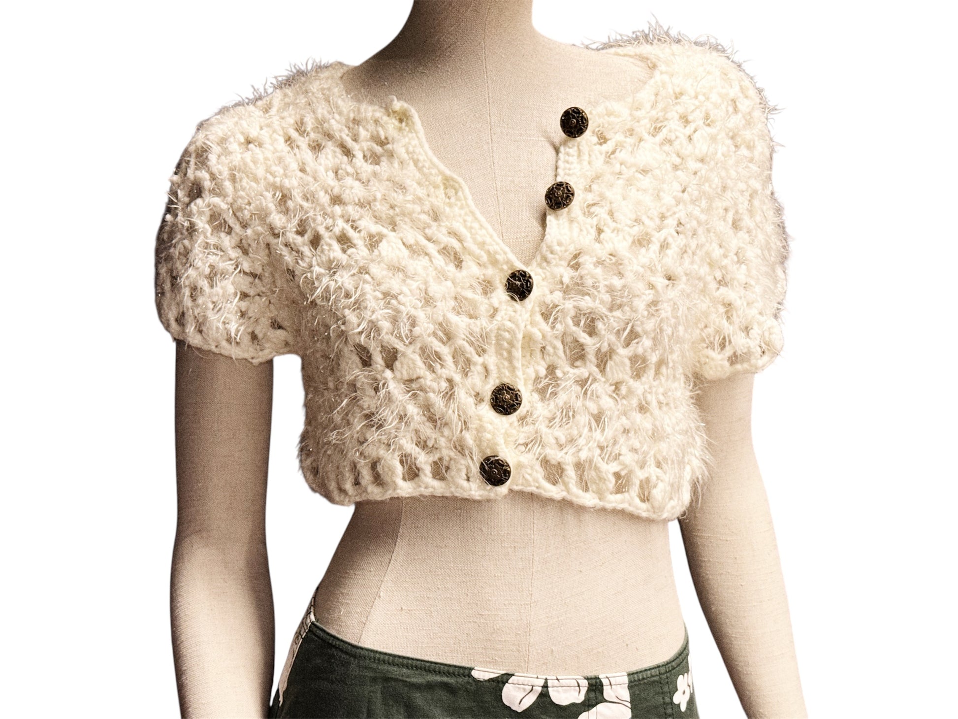 Miu Miu Ivory Cropped Knit Cardigan