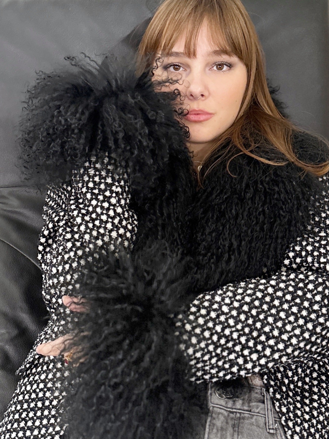 Escada Tweed Jacket & Skirt Set with Fur Details